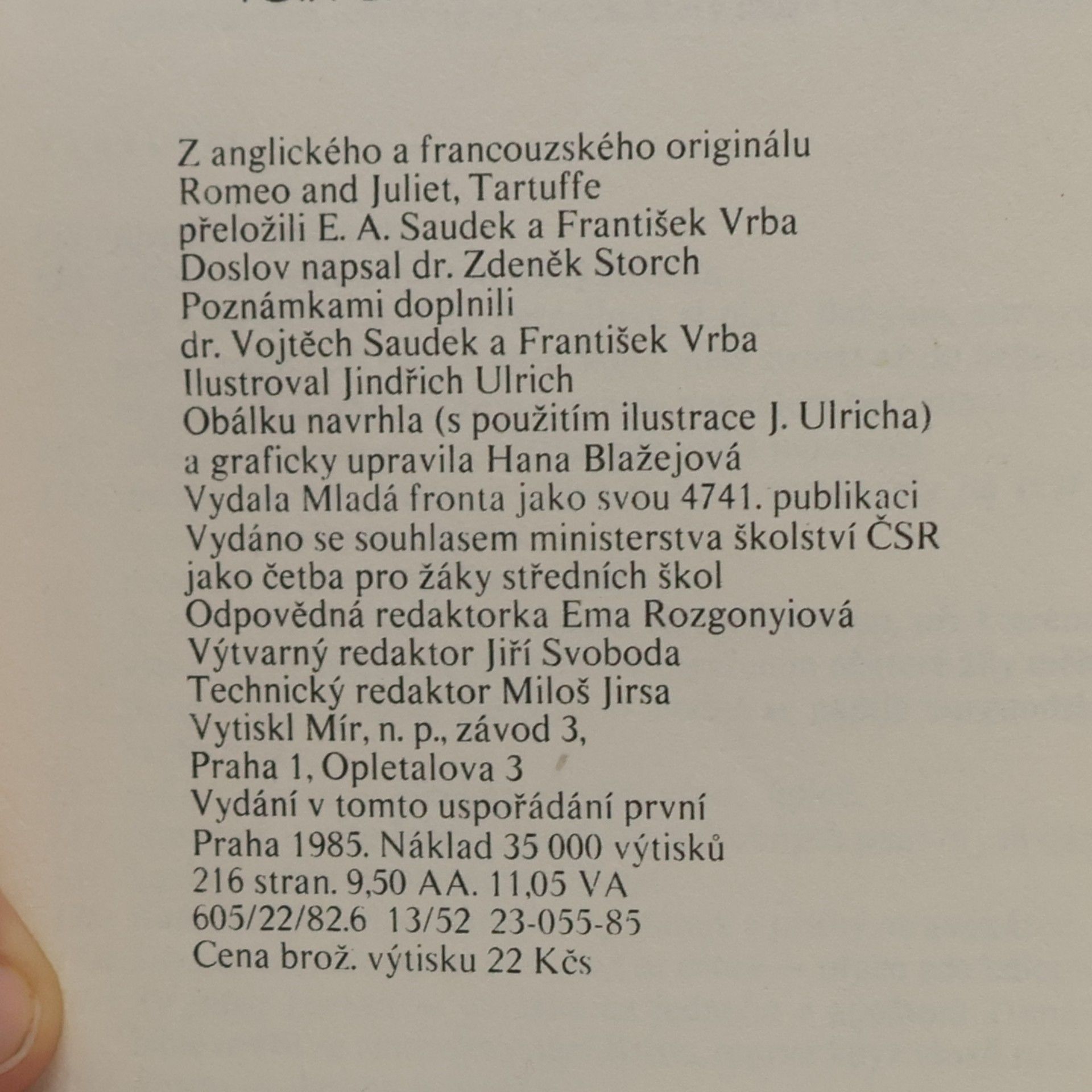 William Shakespeare Romeo a Julie. Tartuffe