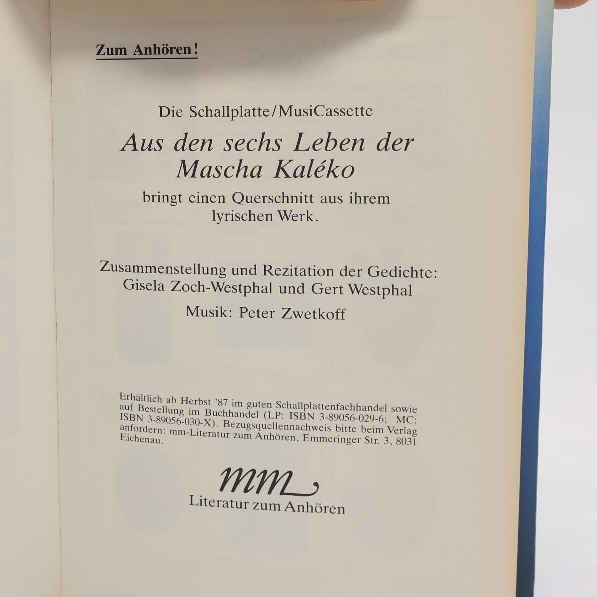 Gisela Zoch-Westphal Aus den sechs Leben der Mascha Kaléko