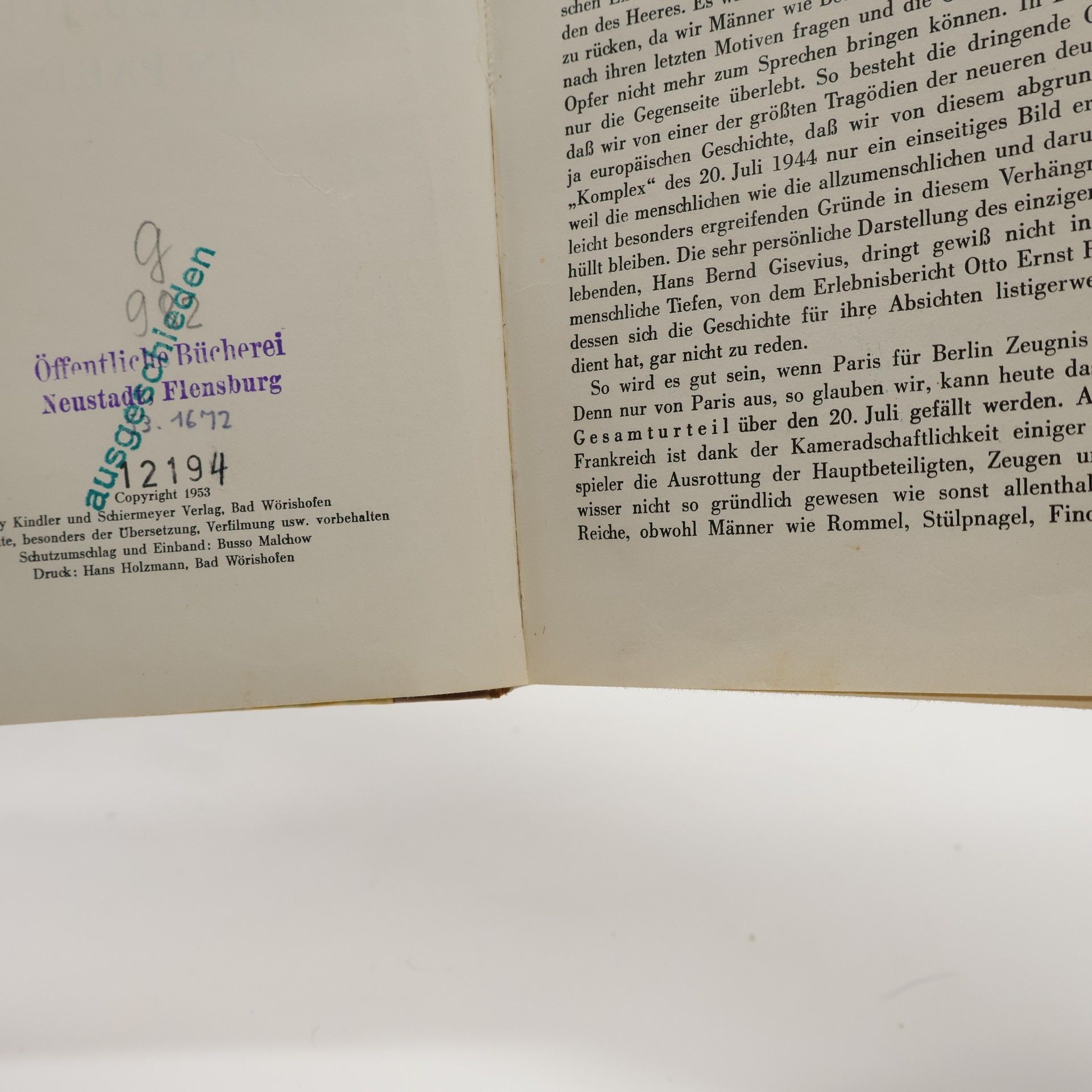 Wilhelm Ritter von Schramm Der 20. Juli in Paris