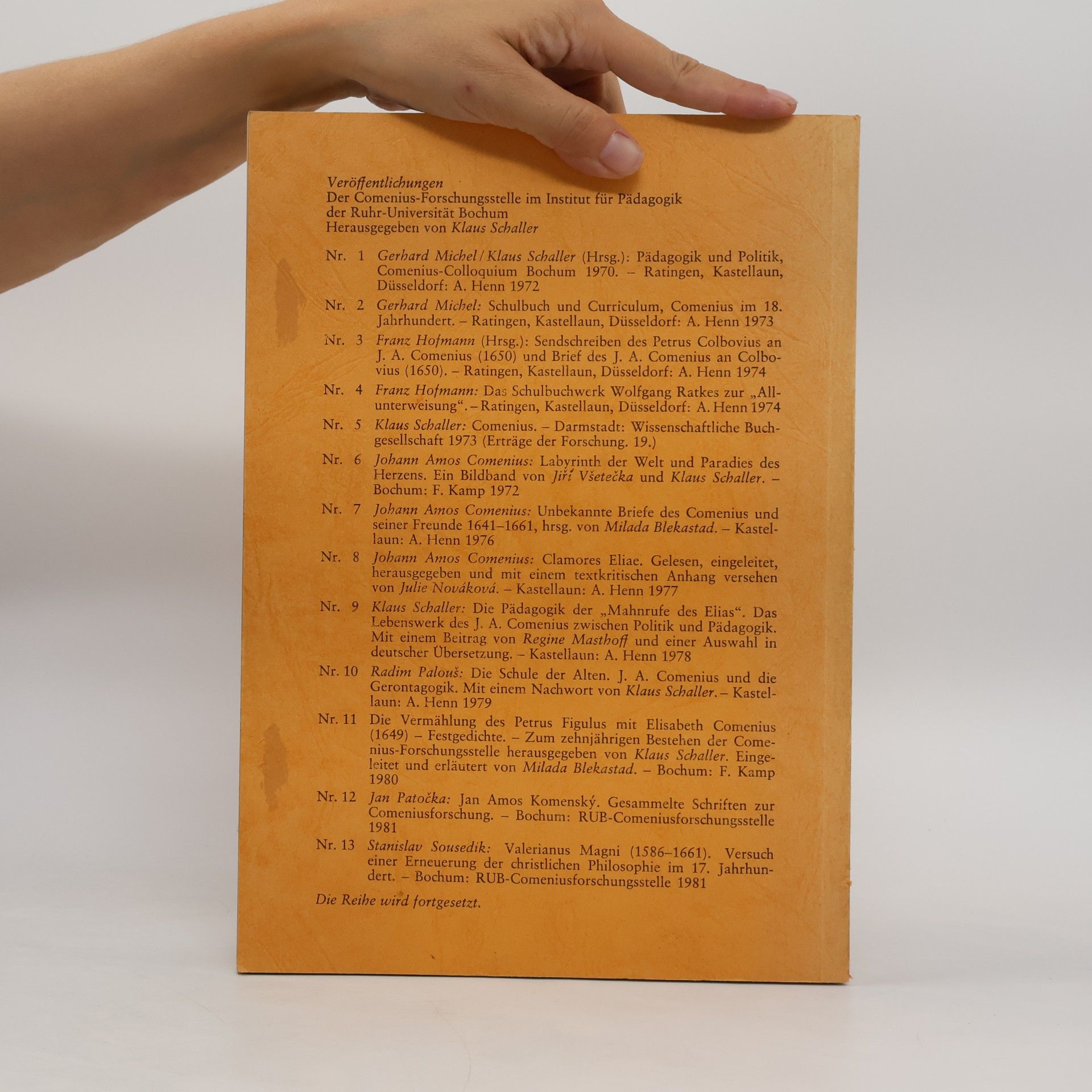 Jan Patočka Jan Amos Komenský. Gesammelte Schriften zur Comeniusforschung