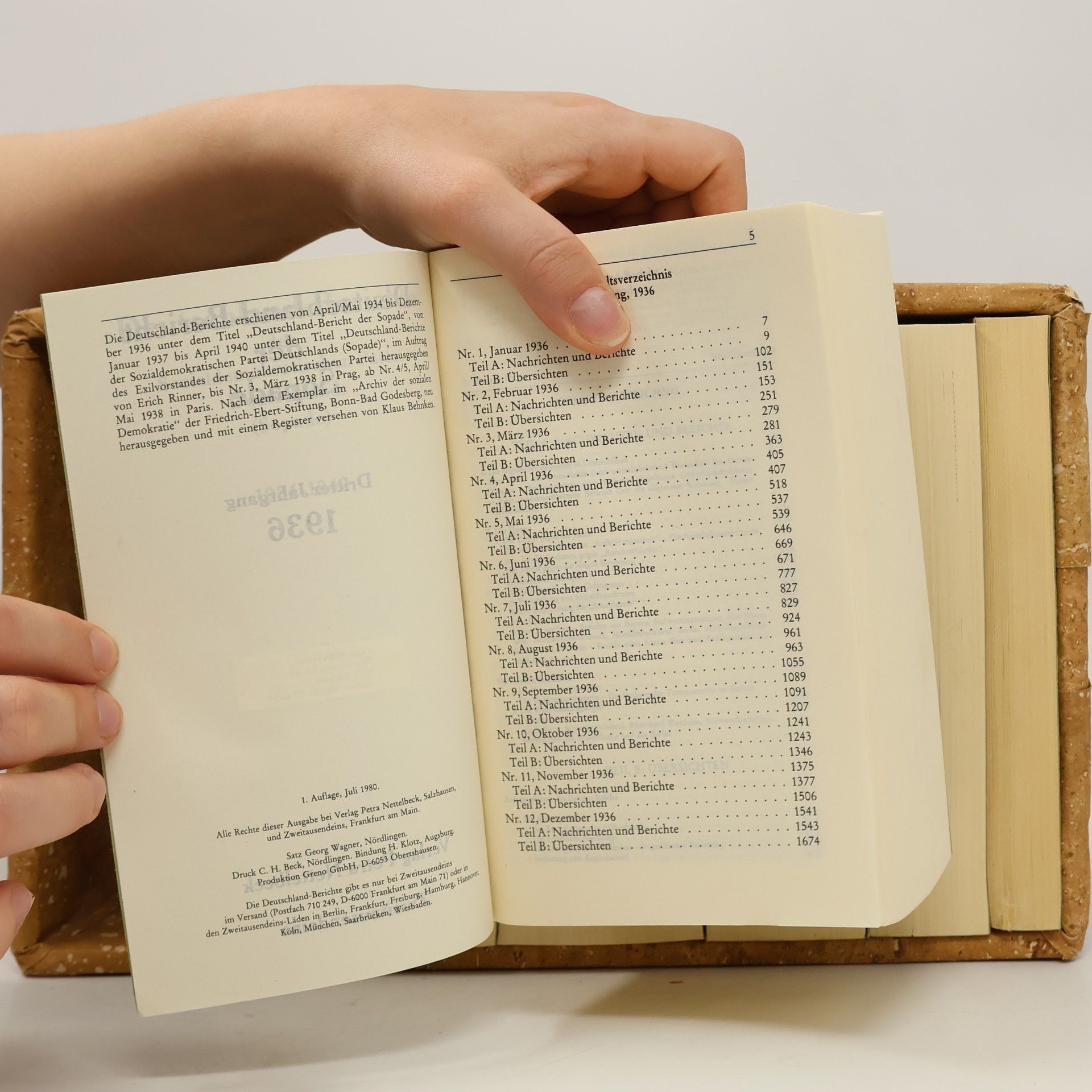 Autorenkollektiv Deutschland-Berichte der Sozialdemokratischen Partei Deutschlands 1934-1940. 1-7 (7 Bände)