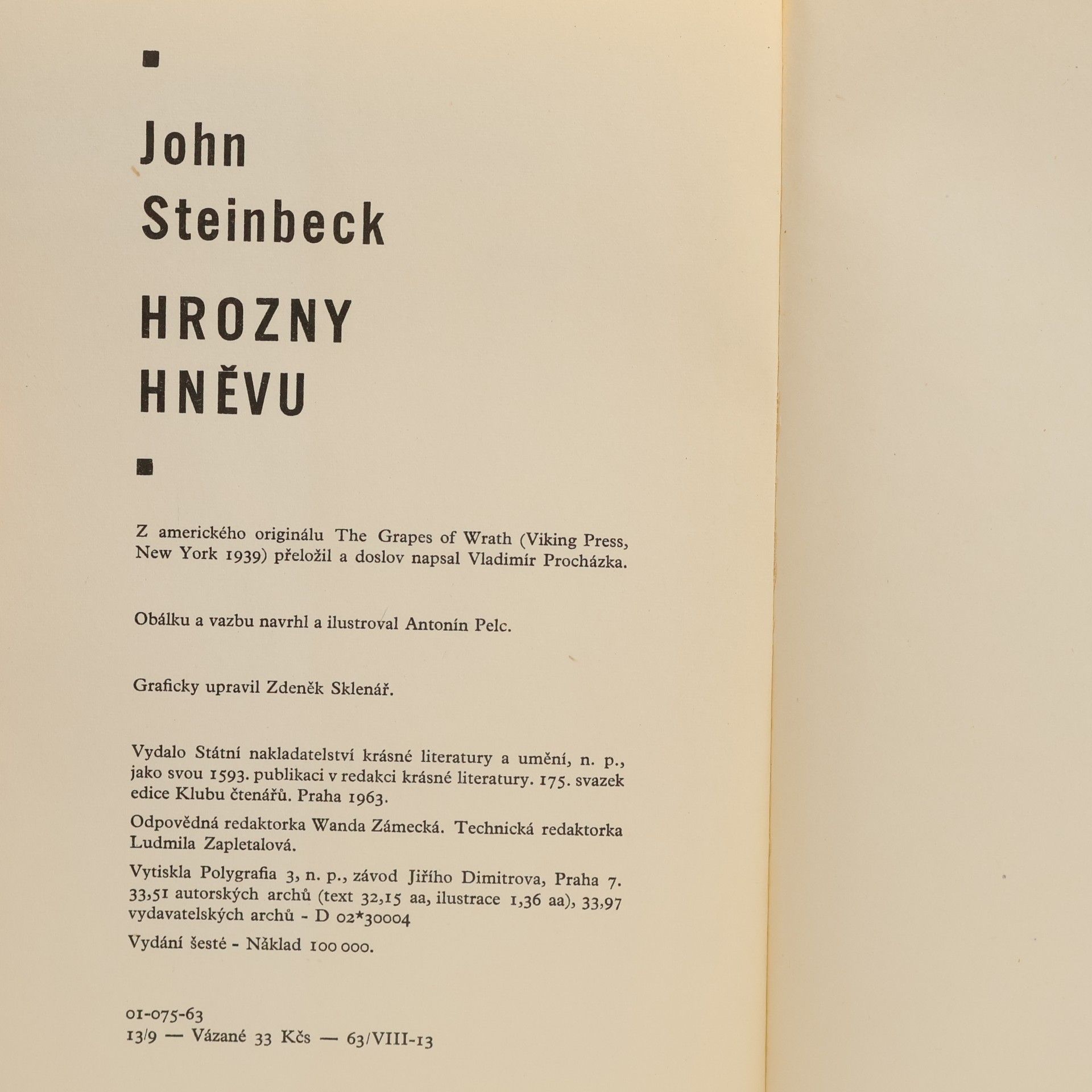 John Steinbeck Hrozny hněvu