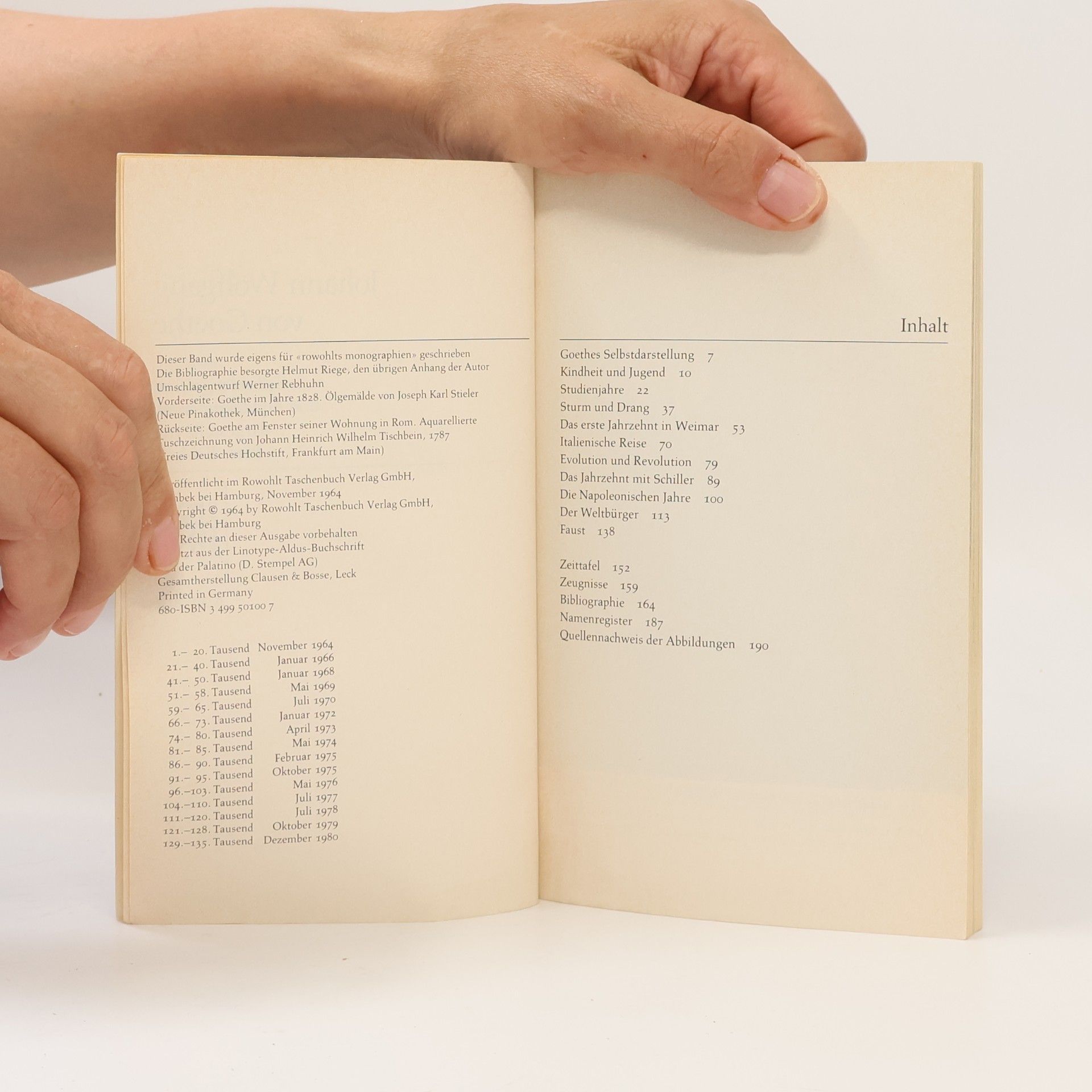 Peter Boerner Johann Wolfgang von Goethe in Selbstzeugnissen und Bilddokumenten