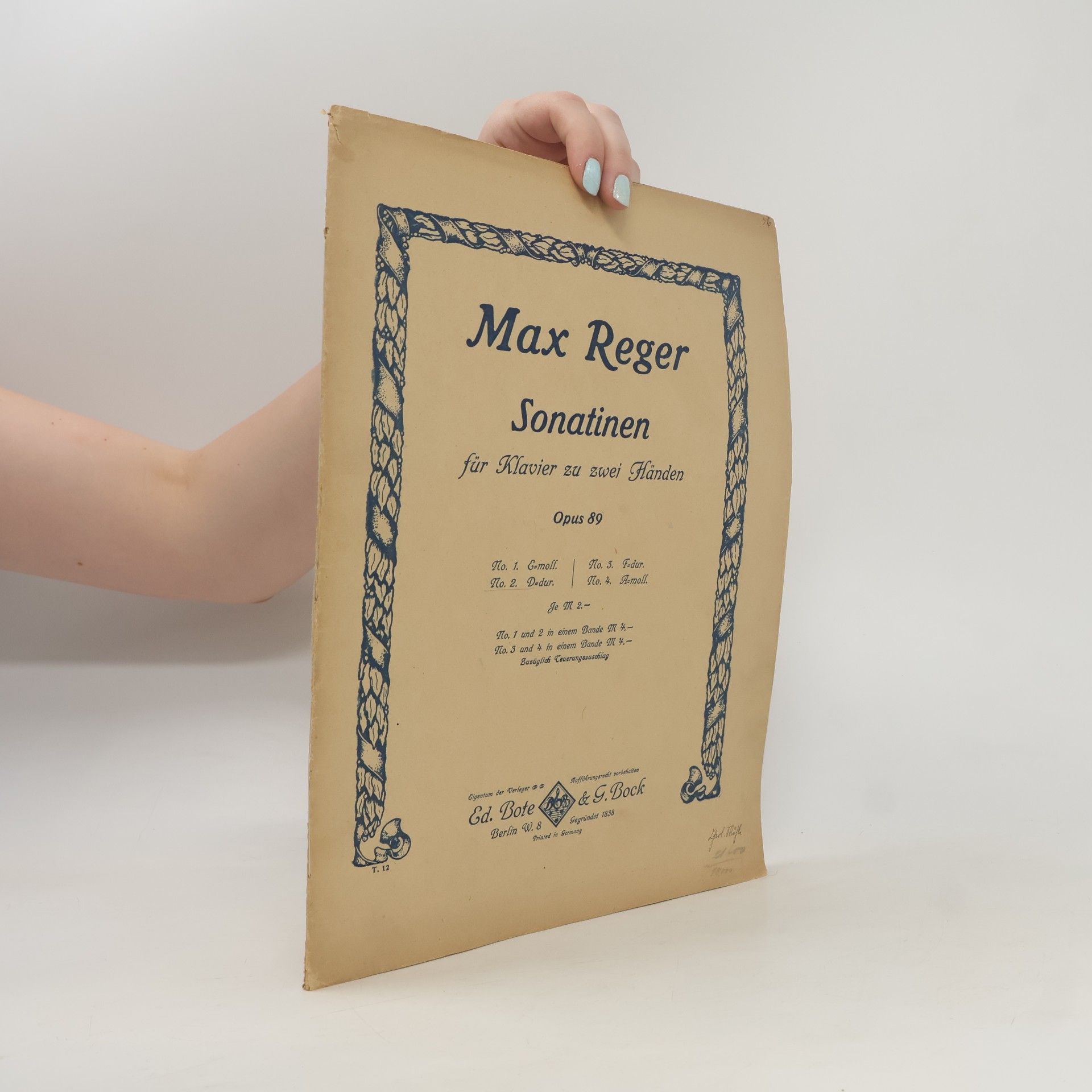 Max Reger Sonatinen für Klavier zu zwei Händen. Opus 89