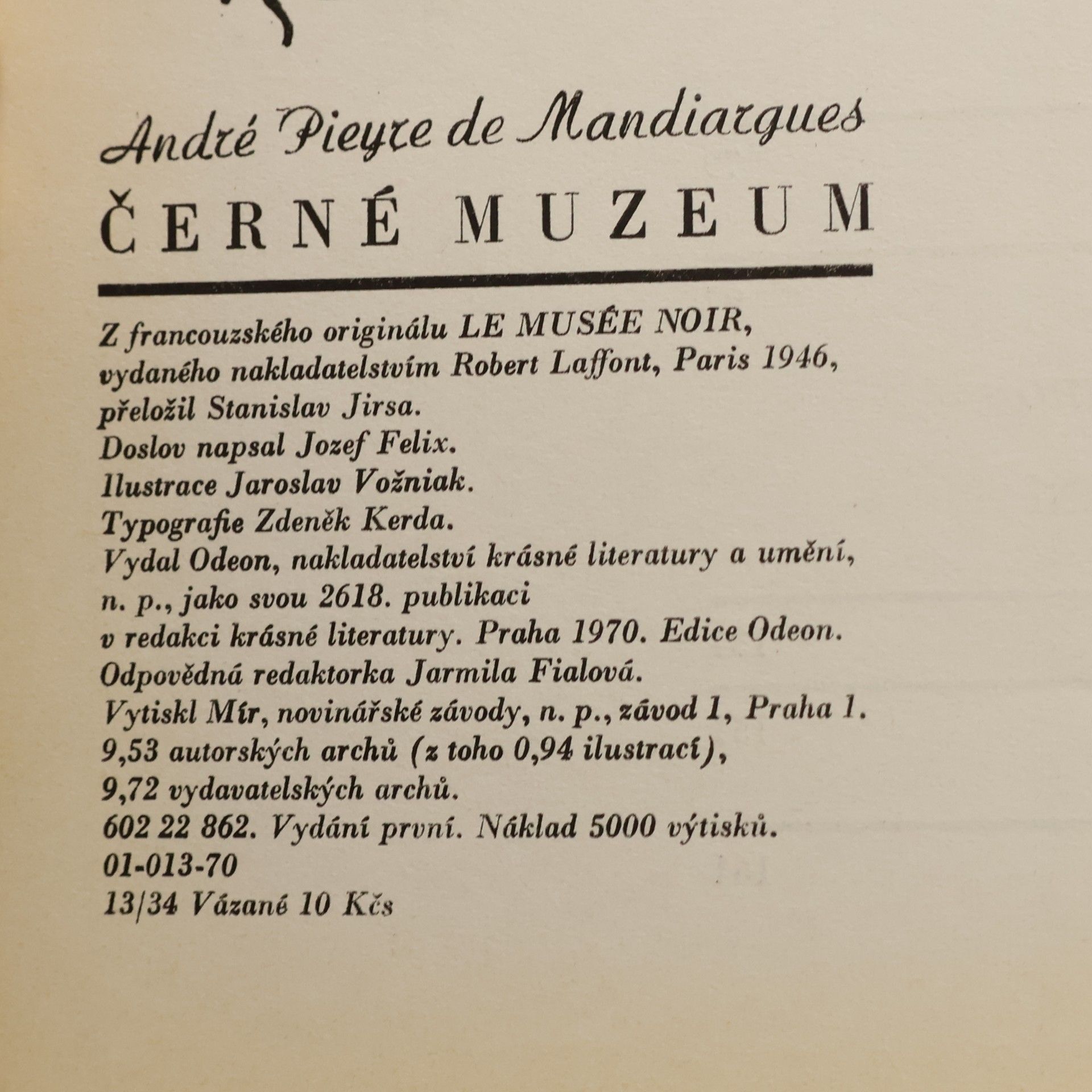 André Pieyre de Mandiargues Černé muzeum