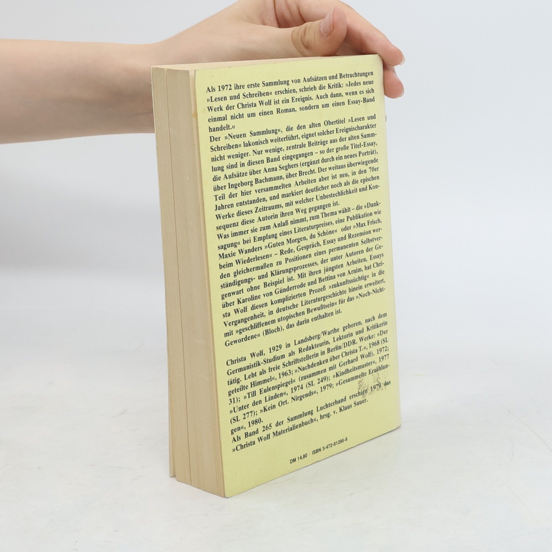 Christa Wolf Lesen und Schreiben, neue Sammlung