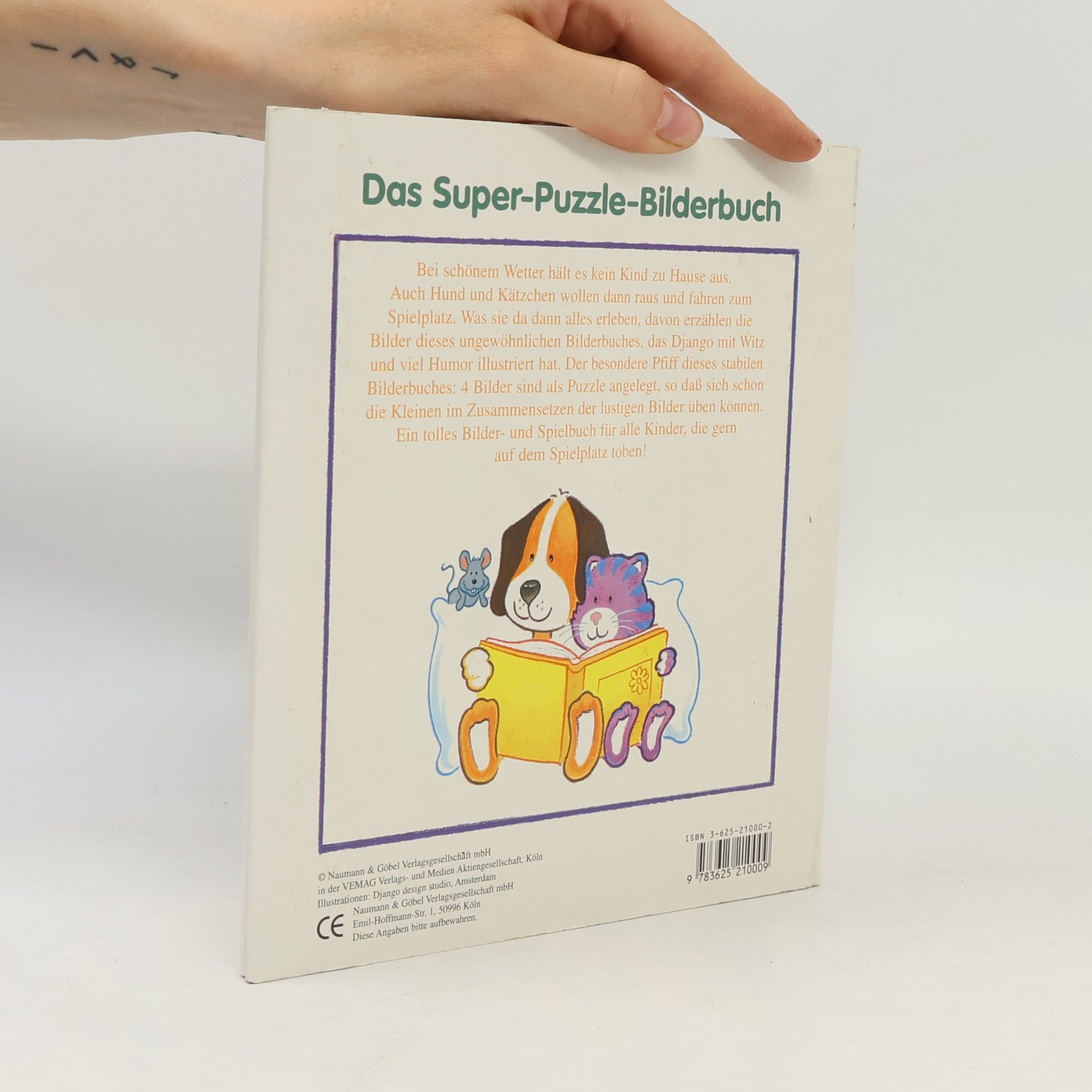 Hund und Kätzchen auf dem Spielplatz