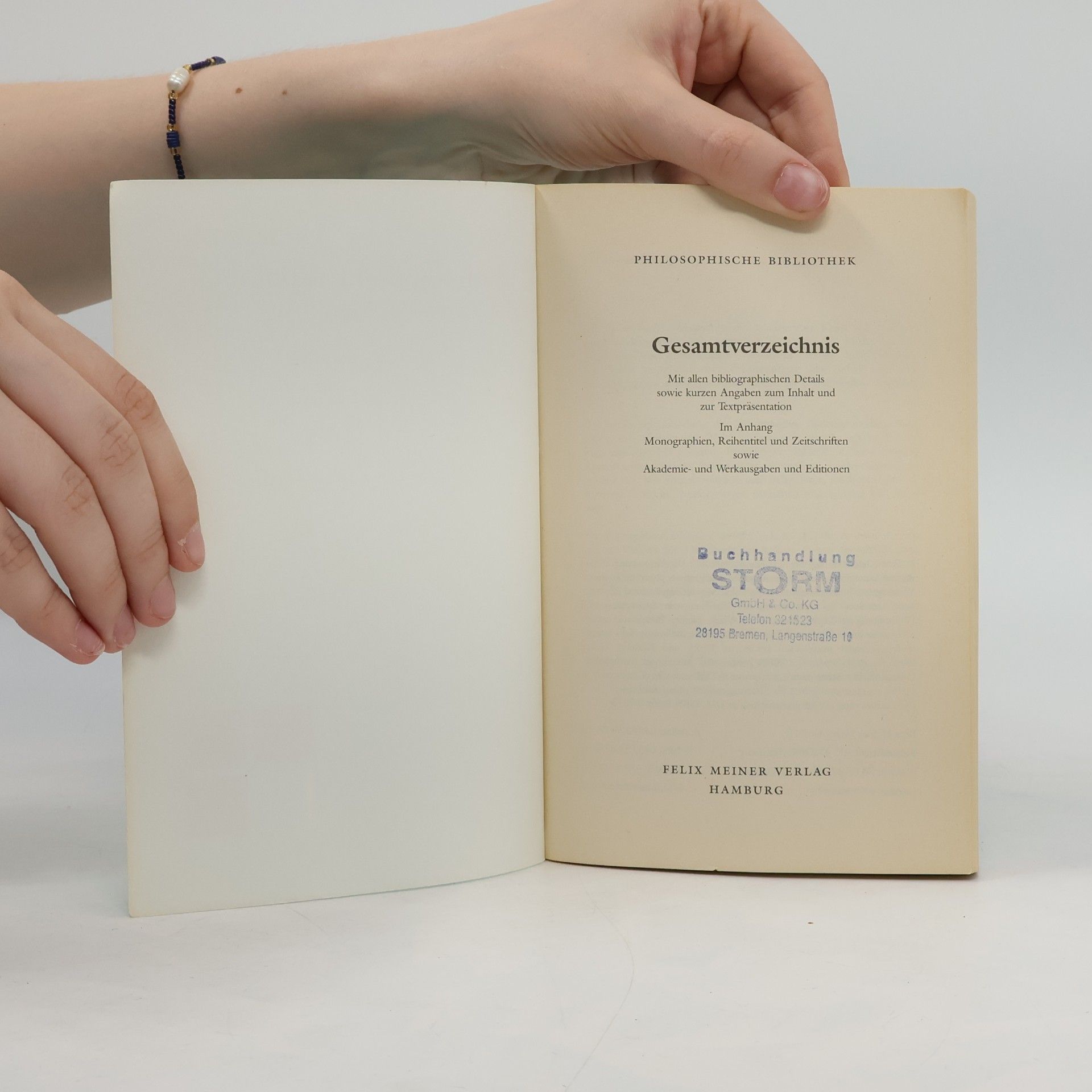 Philosophische Bibliothek Gesamtverzeichnis