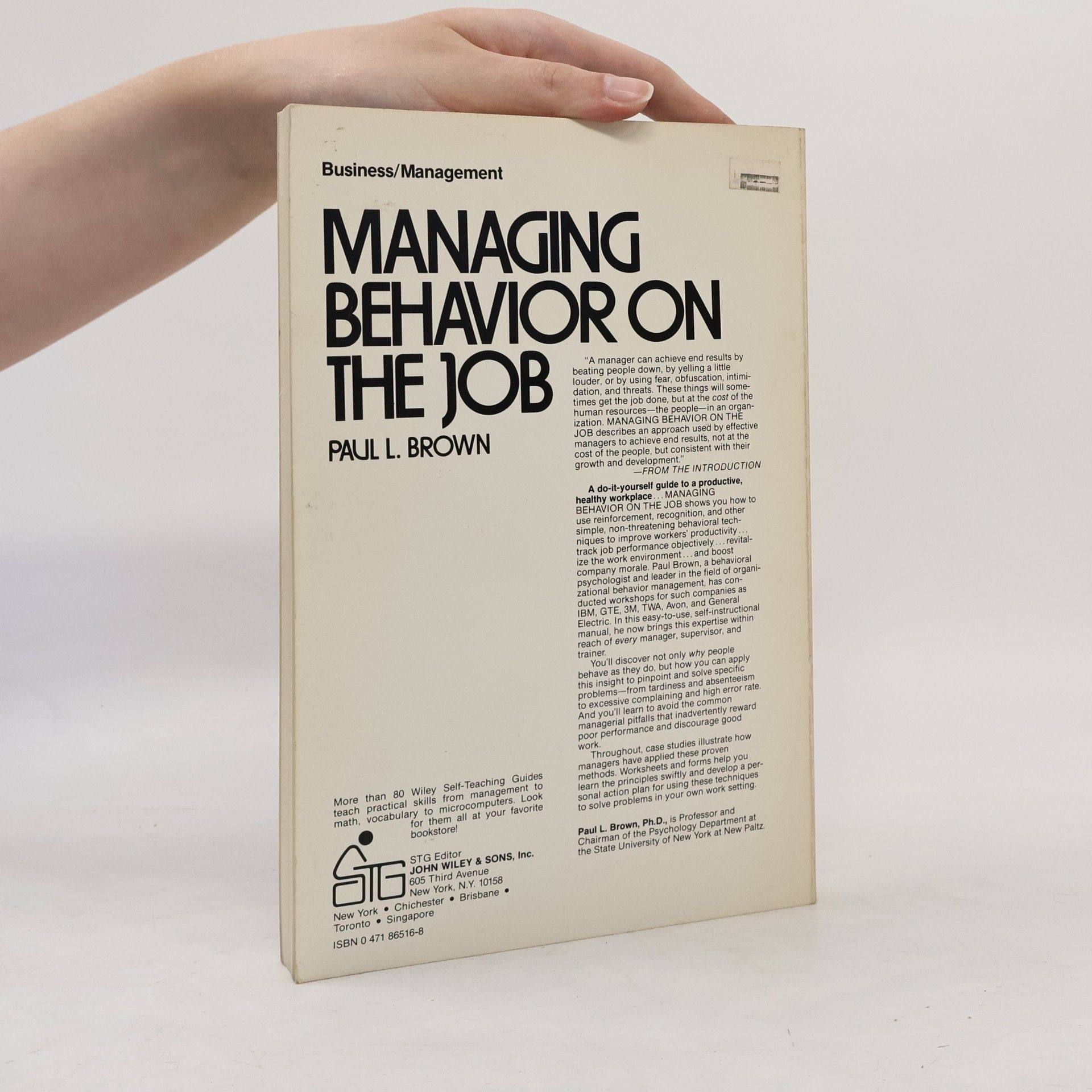 Paul L. Brown Managing Behaviour on the Job