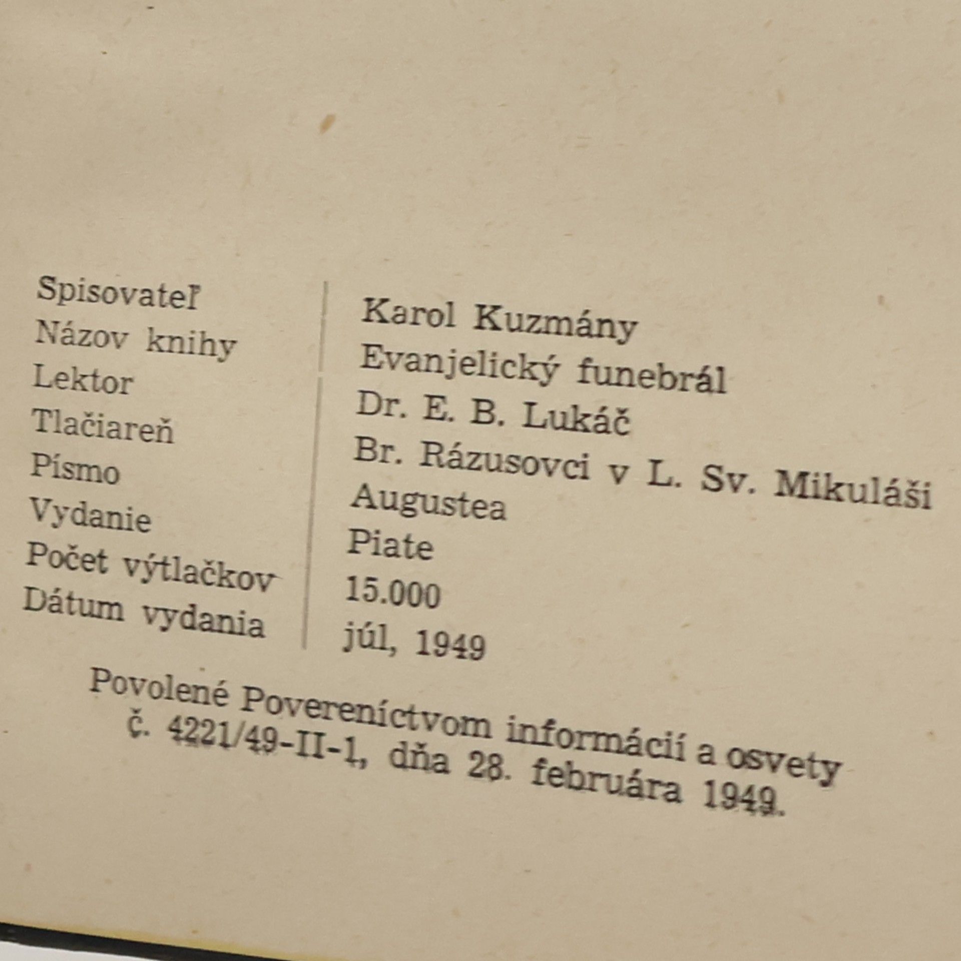 Karol Kuzmány Evanjelický funebrál