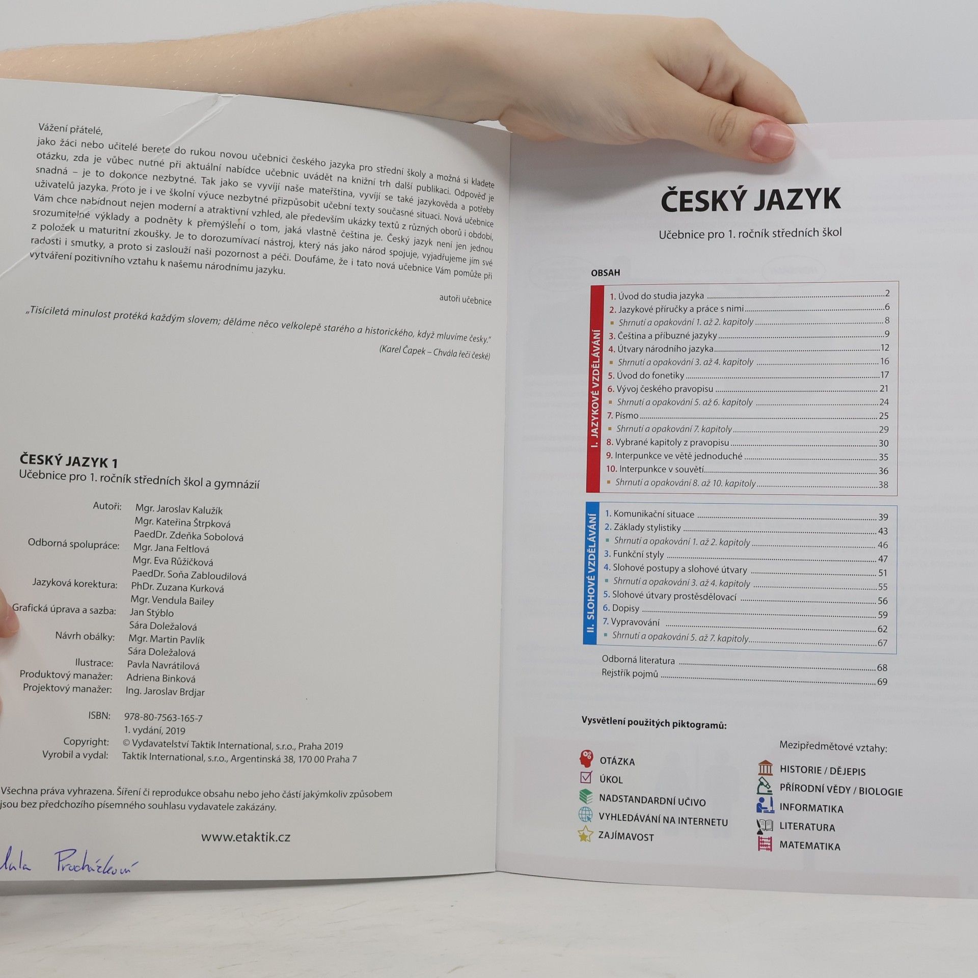 Jaroslav Kalužík Český jazyk pro střední školy. Učebnice pro 1. ročník