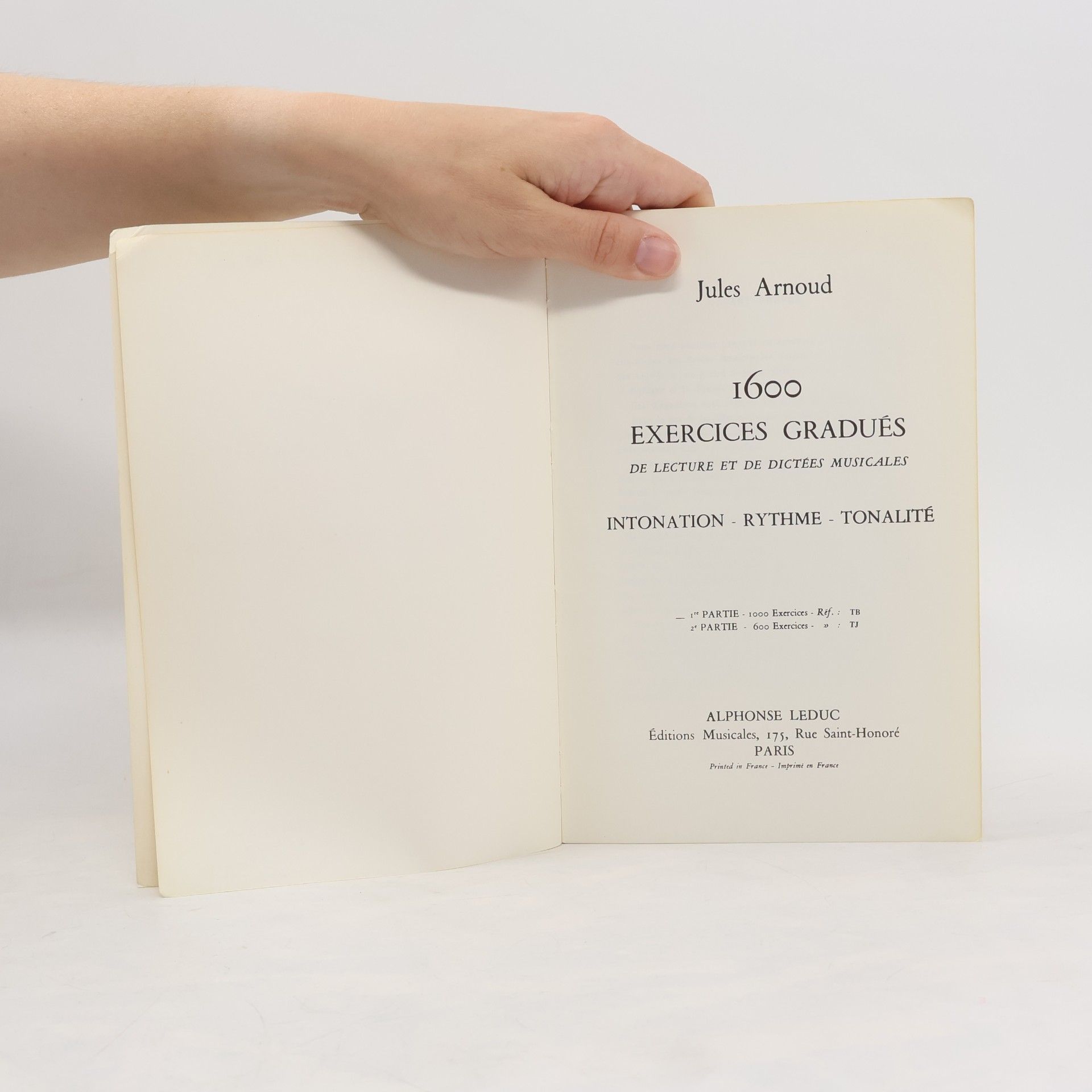Jules Arnoud 1600 Exercices Gradués de Lecture et de Dictées Musicales