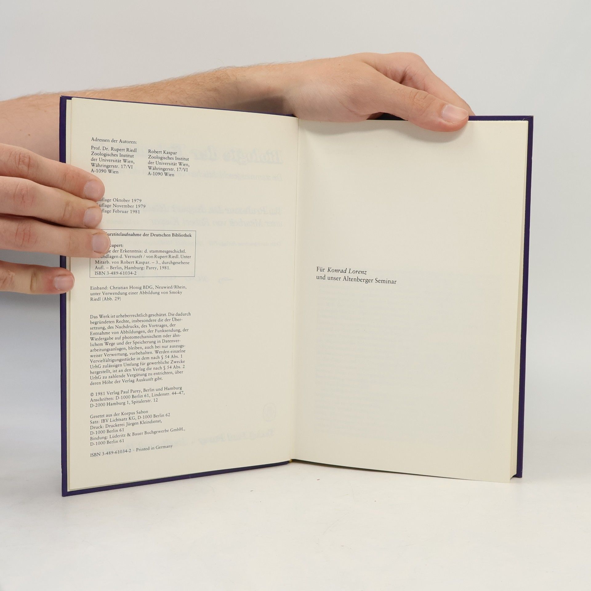Rupert Riedl Biologie der Erkenntnis