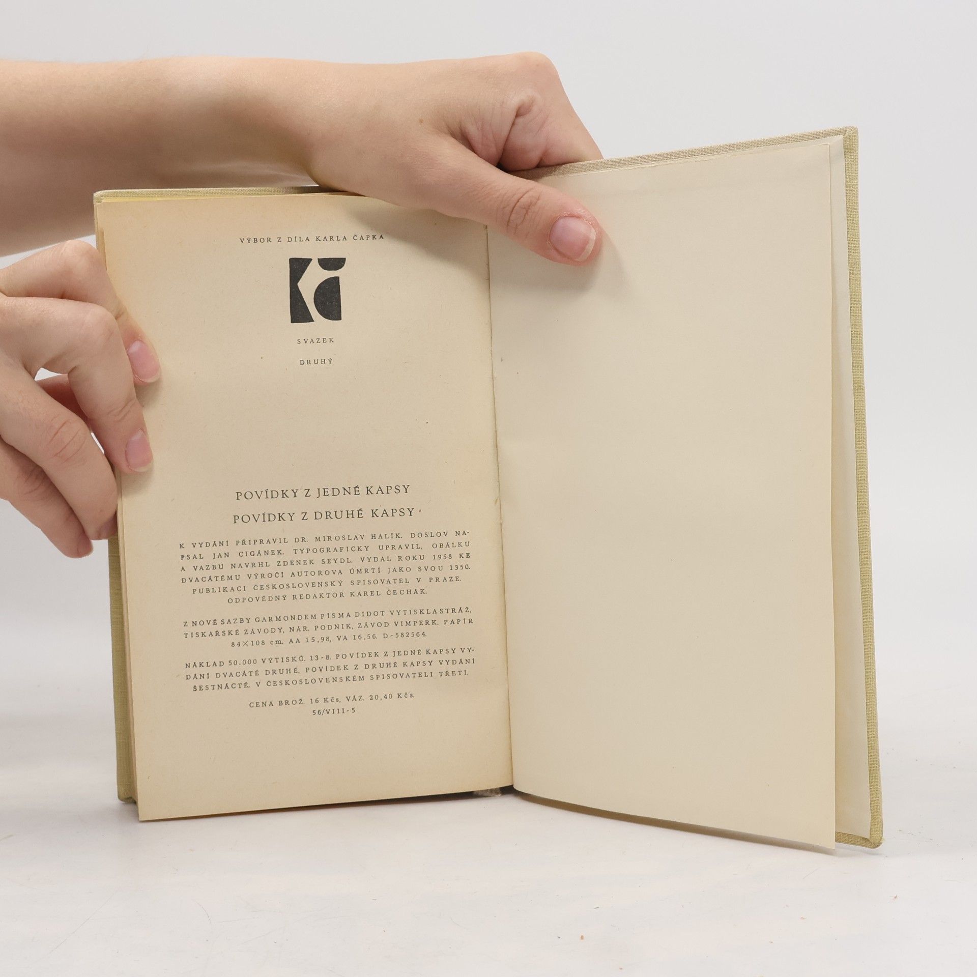 Karel Čapek Povídky z jedné kapsy a povídky z druhé kapsy