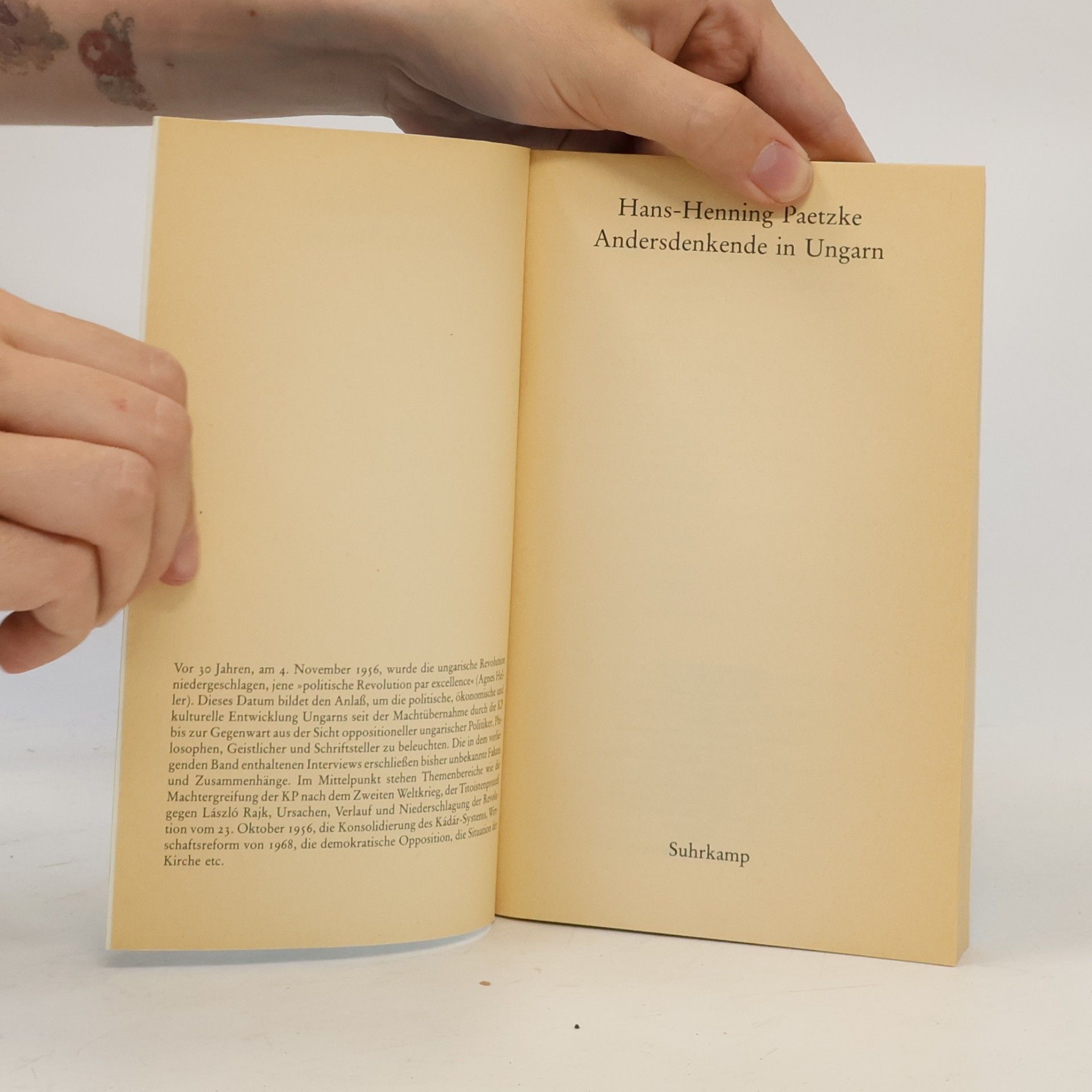 Hans-Henning Paetzke edition suhrkamp - 1379: Andersdenkende in Ungarn