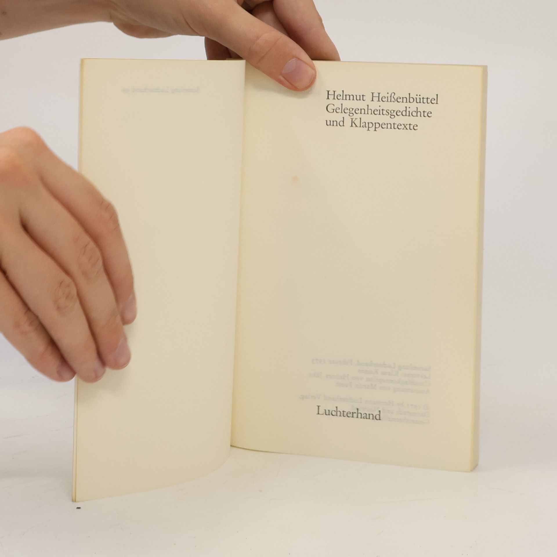 Helmut Heissenbüttel Gelegenheitsgedichte und Klappentexte