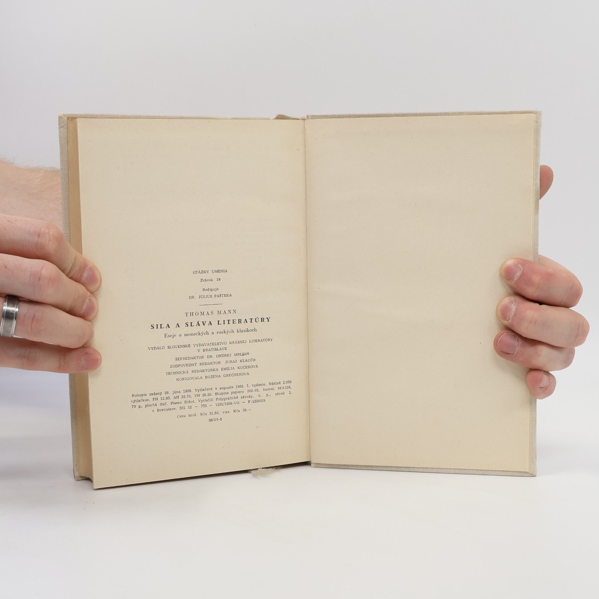 Thomas Mann Sila a sláva literatúry
