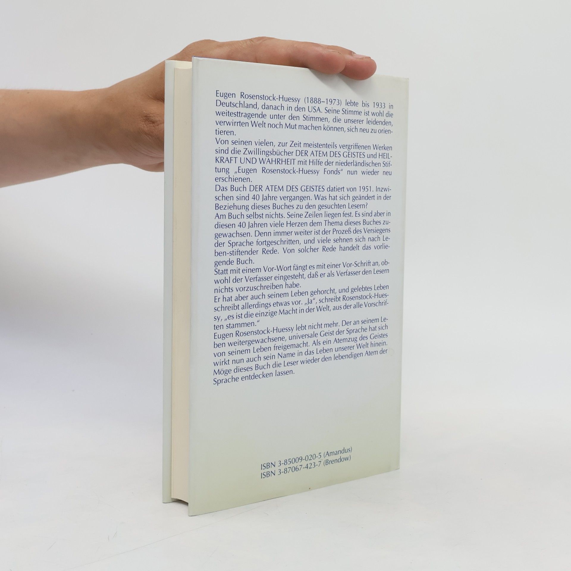Eugen Rosenstock-Huessy Der Atem des Geistes