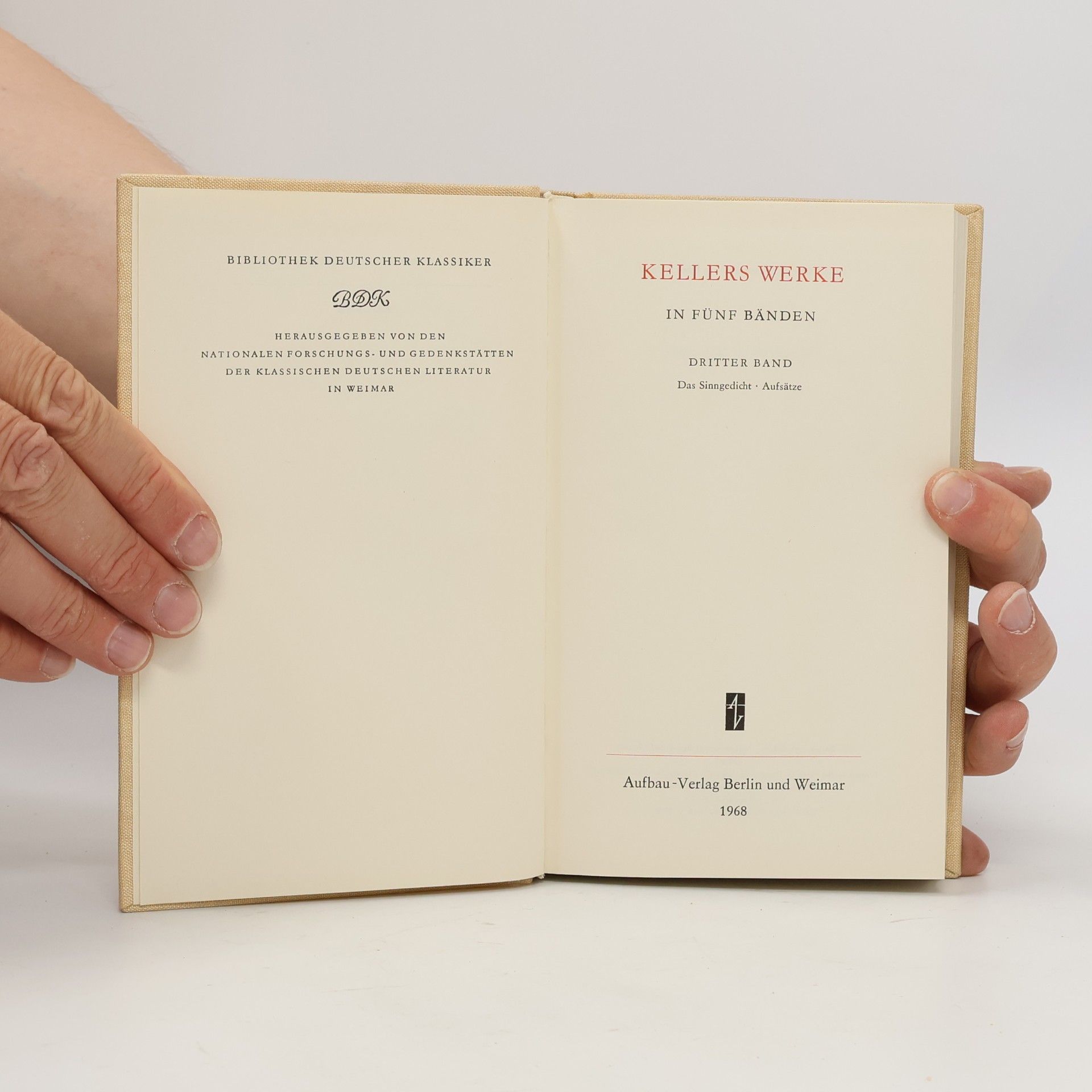 Gottfried Keller Kellers Werke in Fünf Bänden