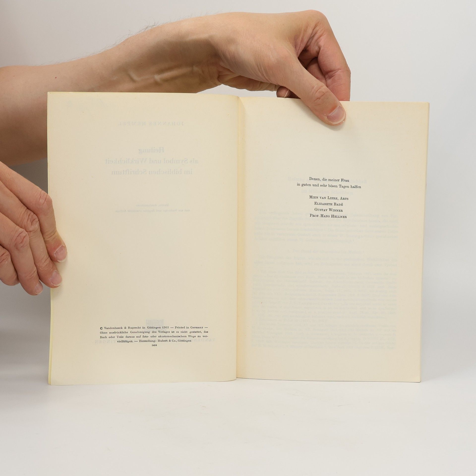 Johannes Hempel Heilung als Symbol und Wirklichkeit im biblischen Schrifttum