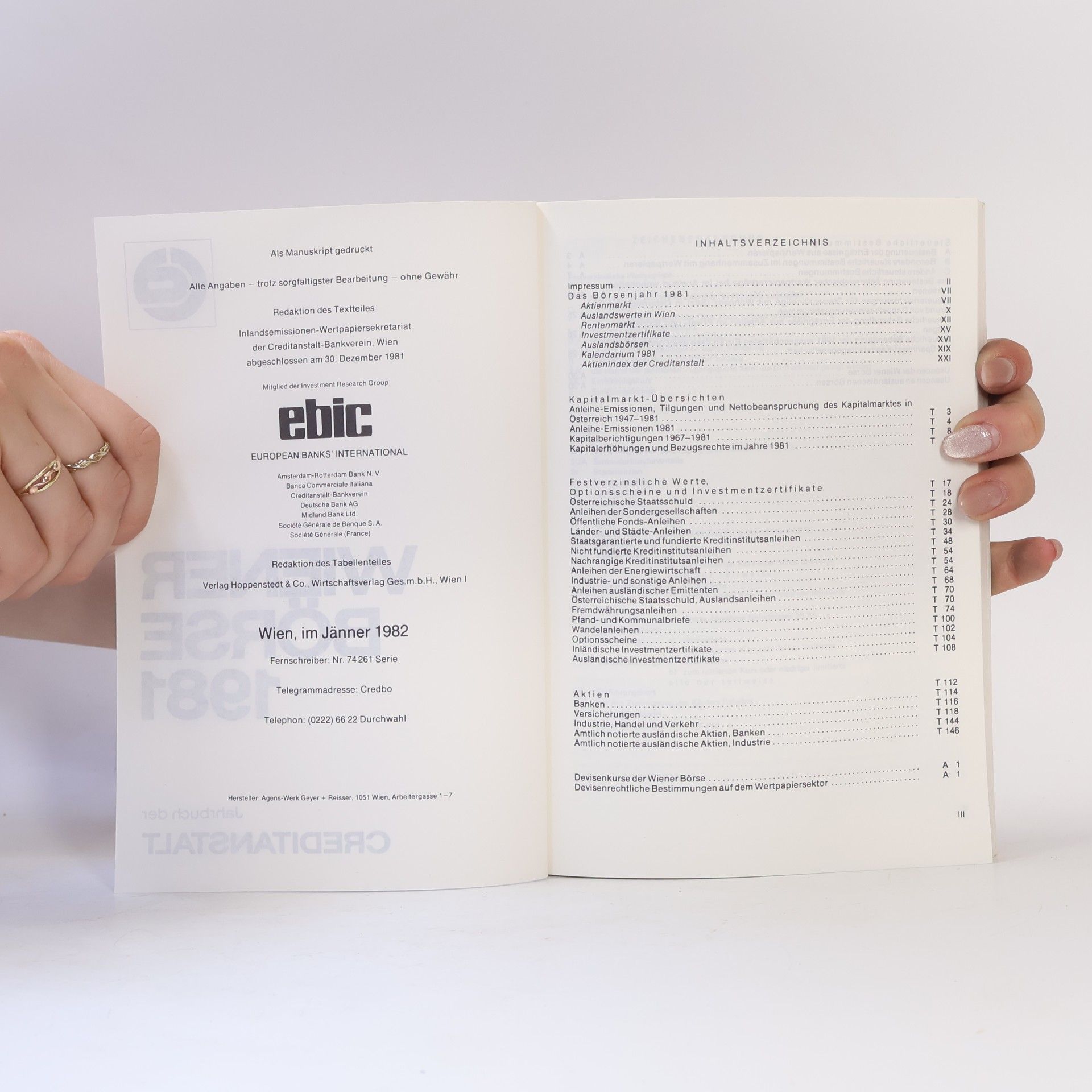 Collectif d'auteurs Wiener Börse 1981