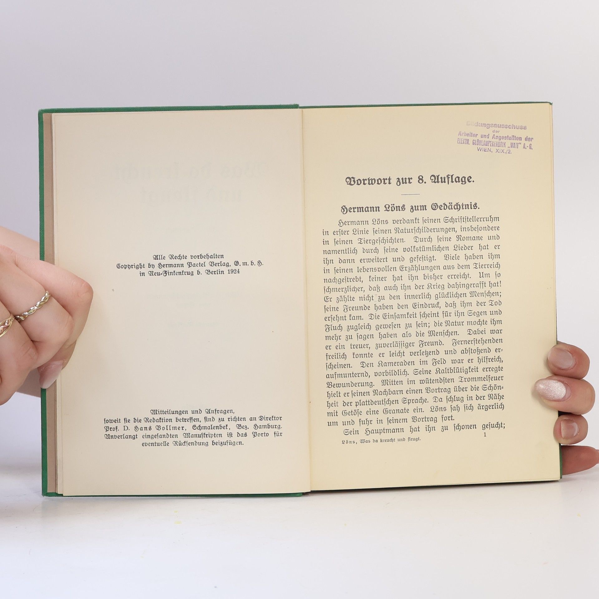 Hermann Löns Was da kreucht und Fleugt