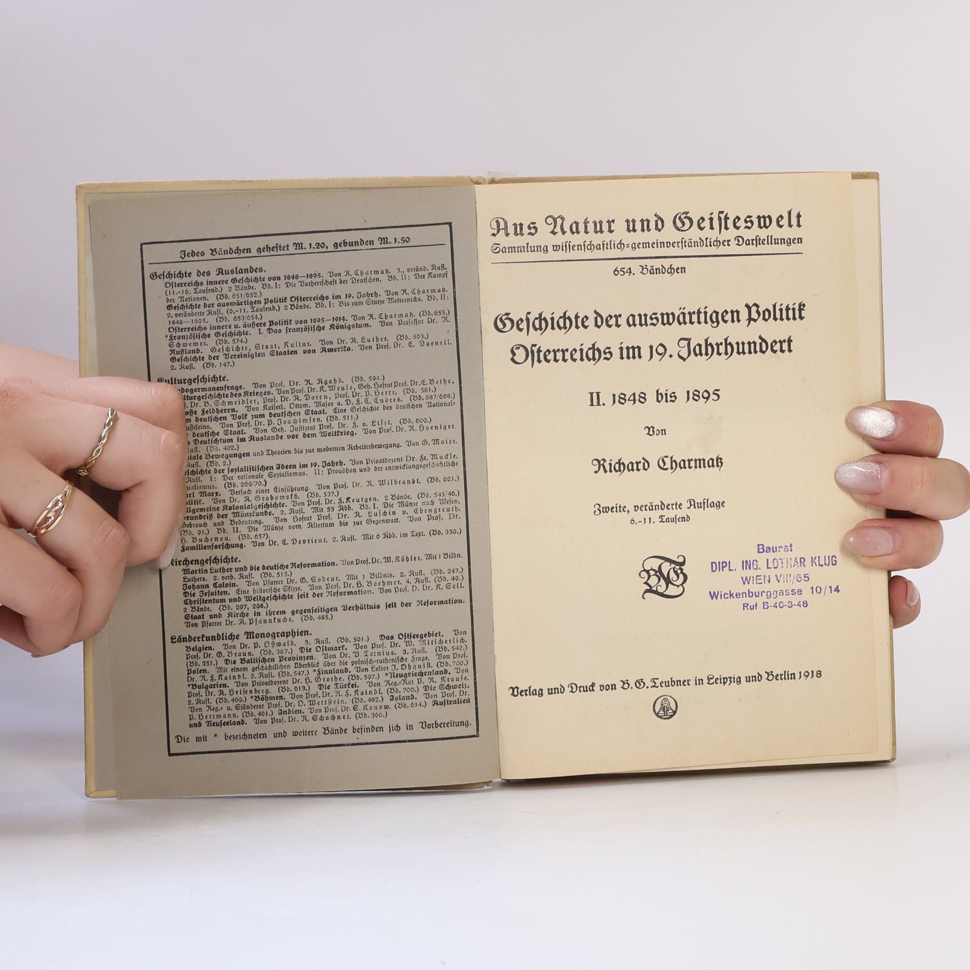 Richard Charmatz Geschichte der auswärtigen Politik Österreichs im 19. Jahrhundert. II. 1848 bis 1895