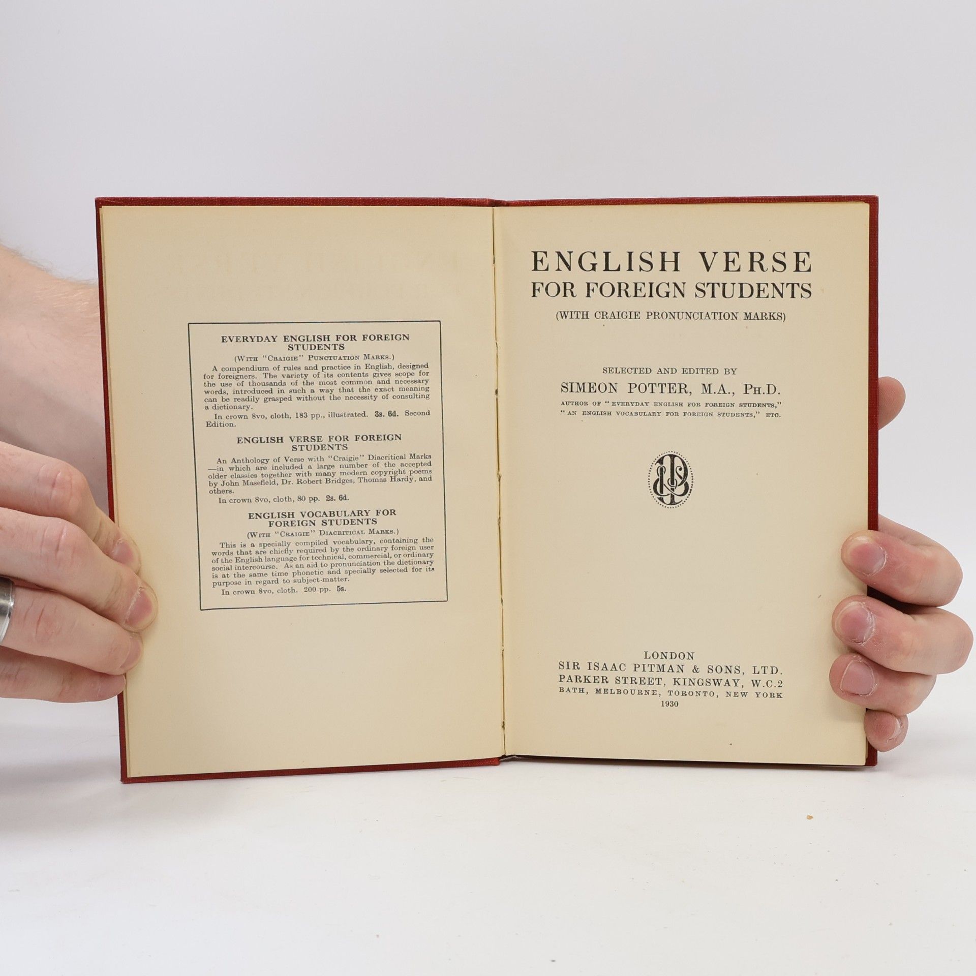 Simeon Potter English Verse for Foreign Students