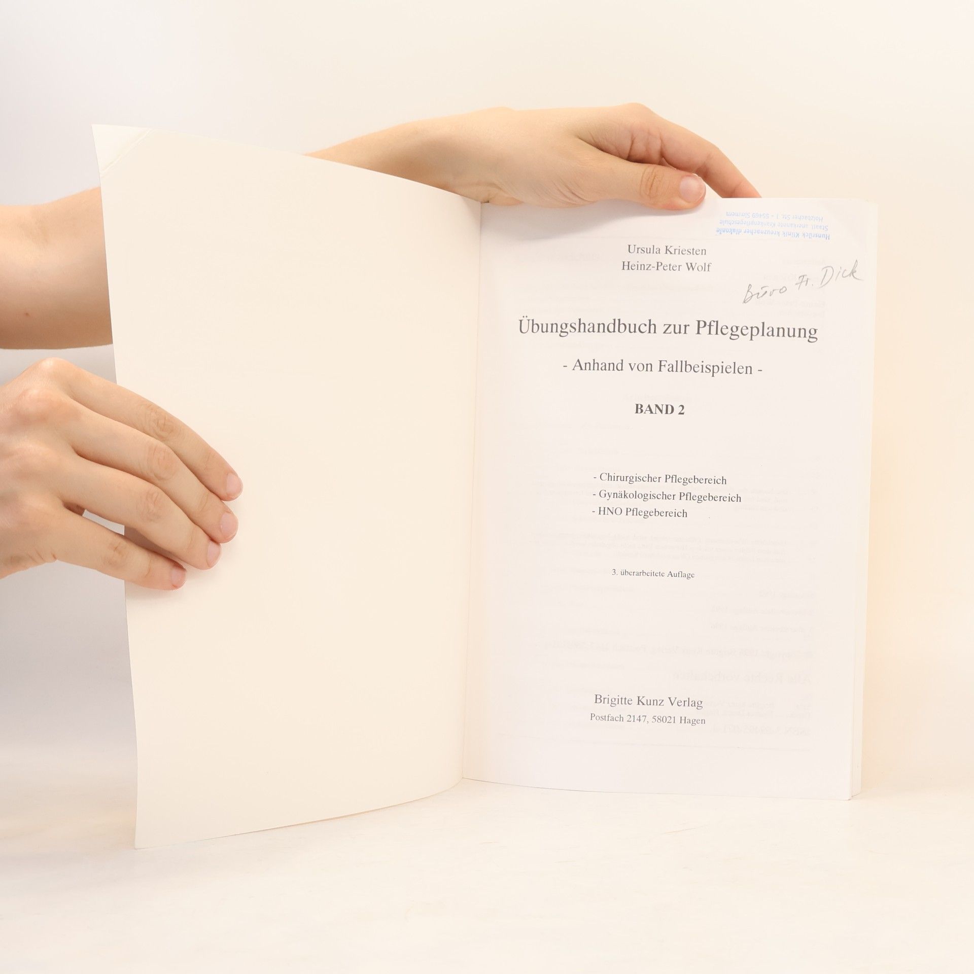 Ursula Kriesten Übungshandbuch zur Pflegeplanung