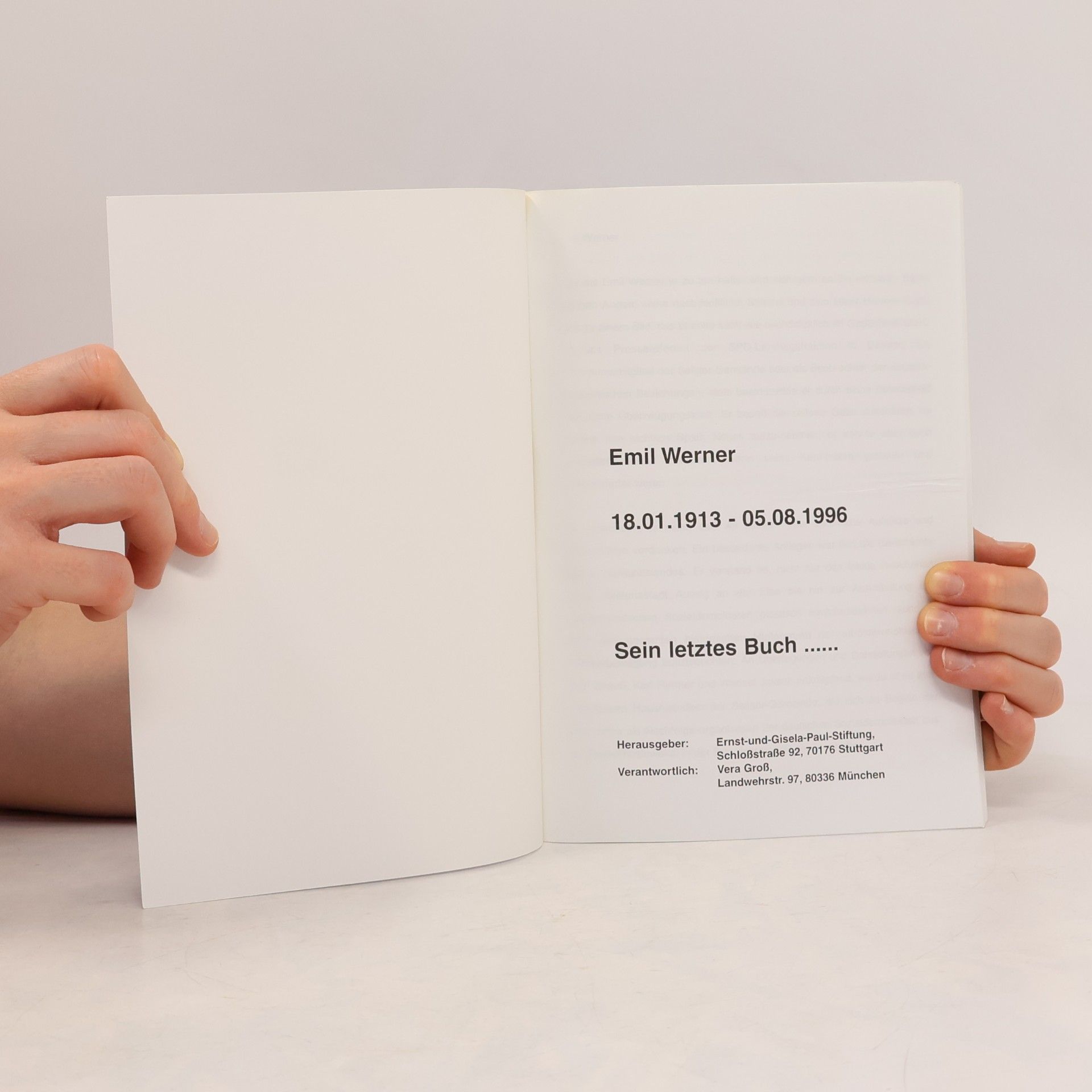 Emil Werner Sein letztes Buch