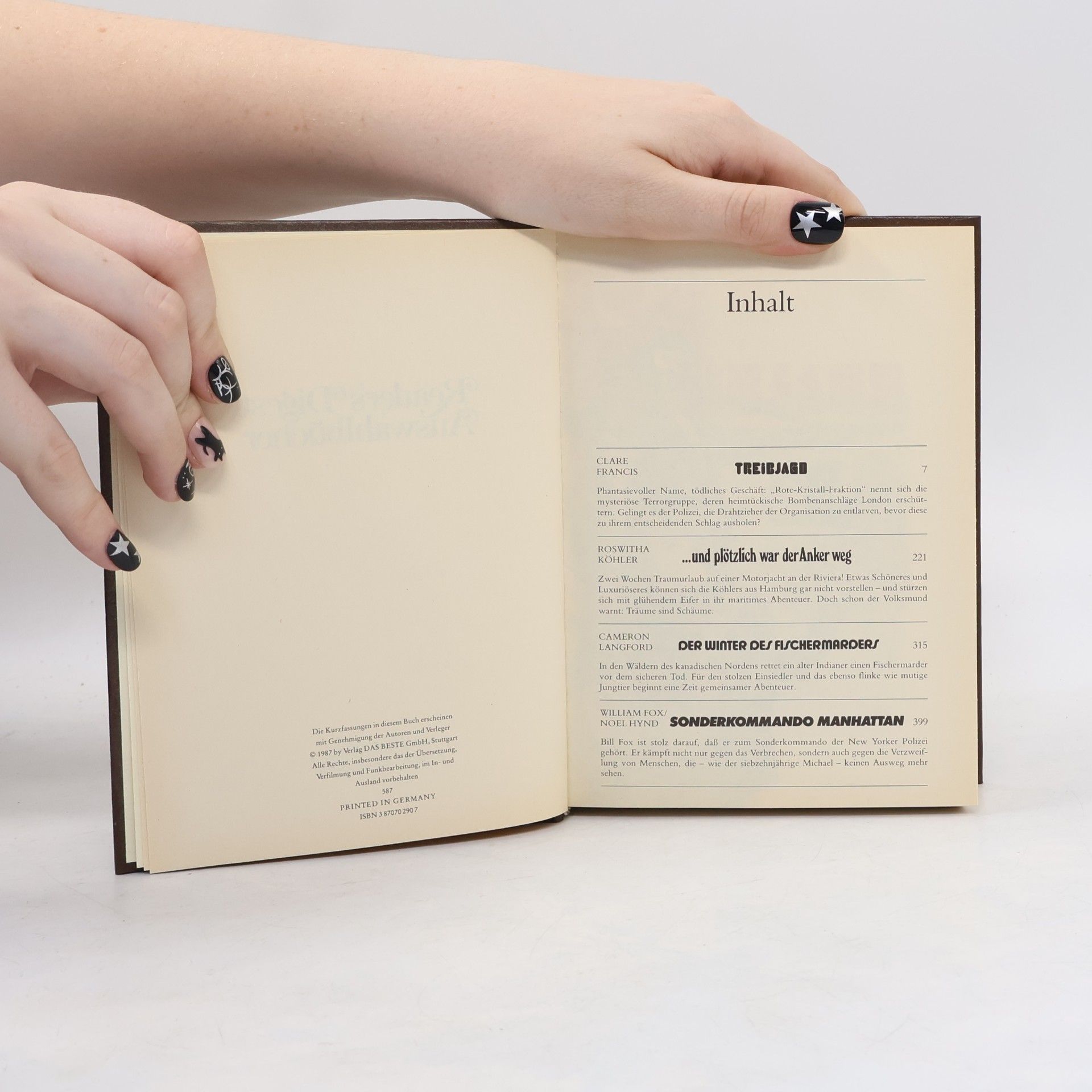 Autorenkollektiv Reader's Digest Auswahlbücher. Treibjagd ...und Plötzlich War der anker Weg. Der Winter des Fischer-Marders. Sonder-Kommando Manhattan