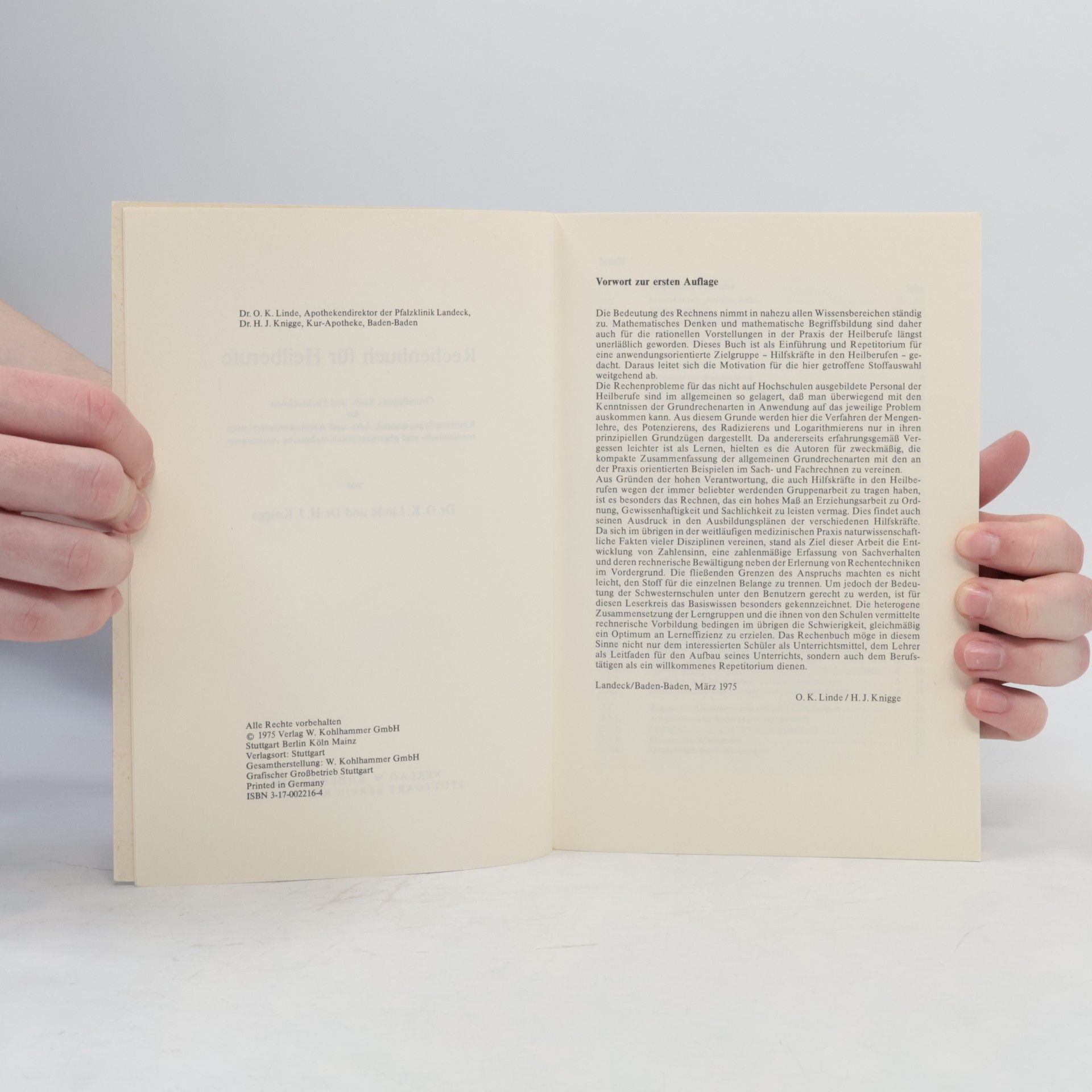 O. K. Linde Rechenbuch für Heilberufe 81