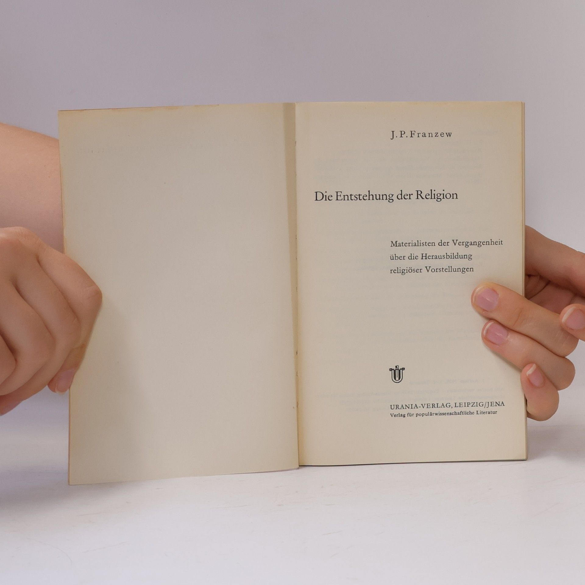 J. P. Franzew Die Entstehung der Religion