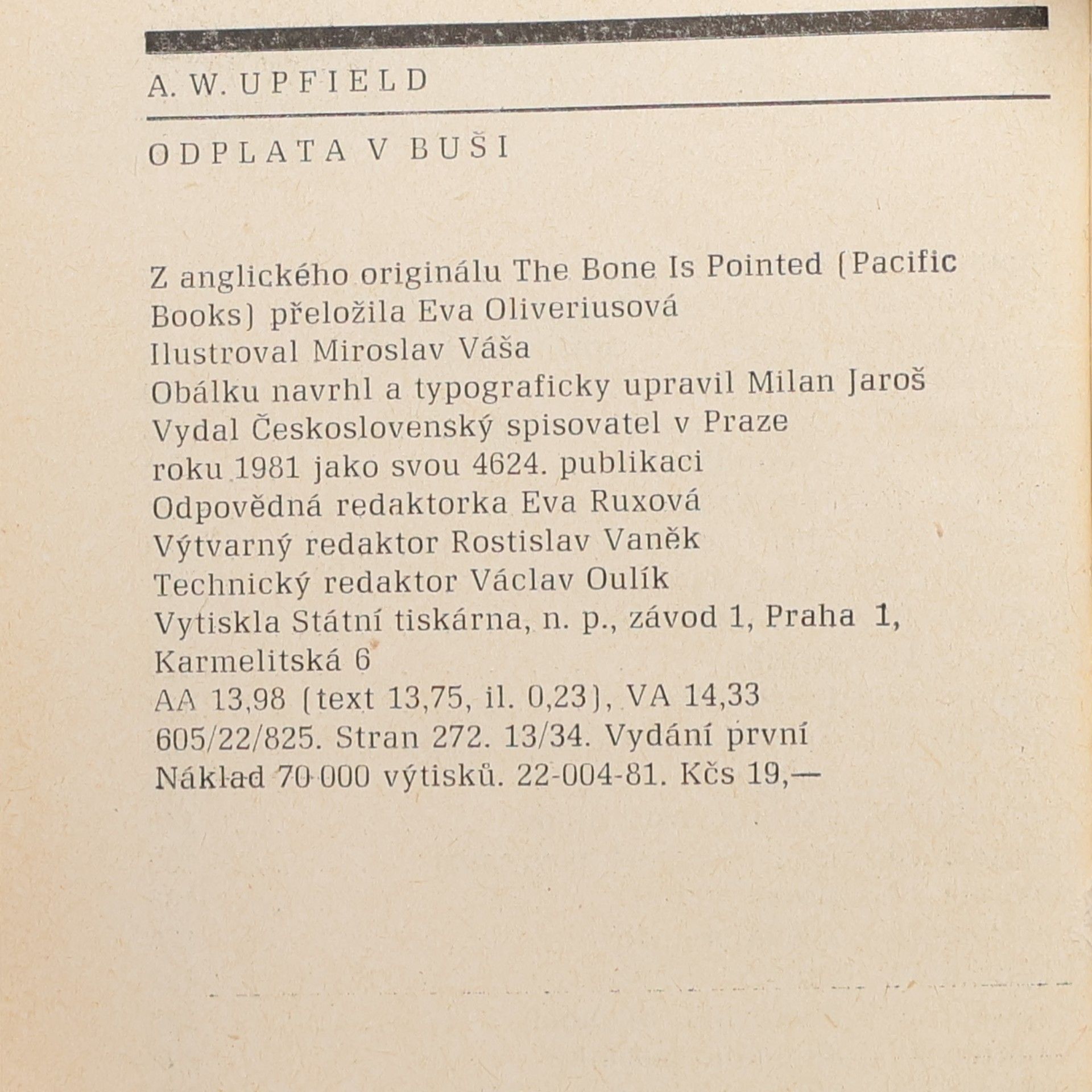 Arthur Upfield Odplata v buši