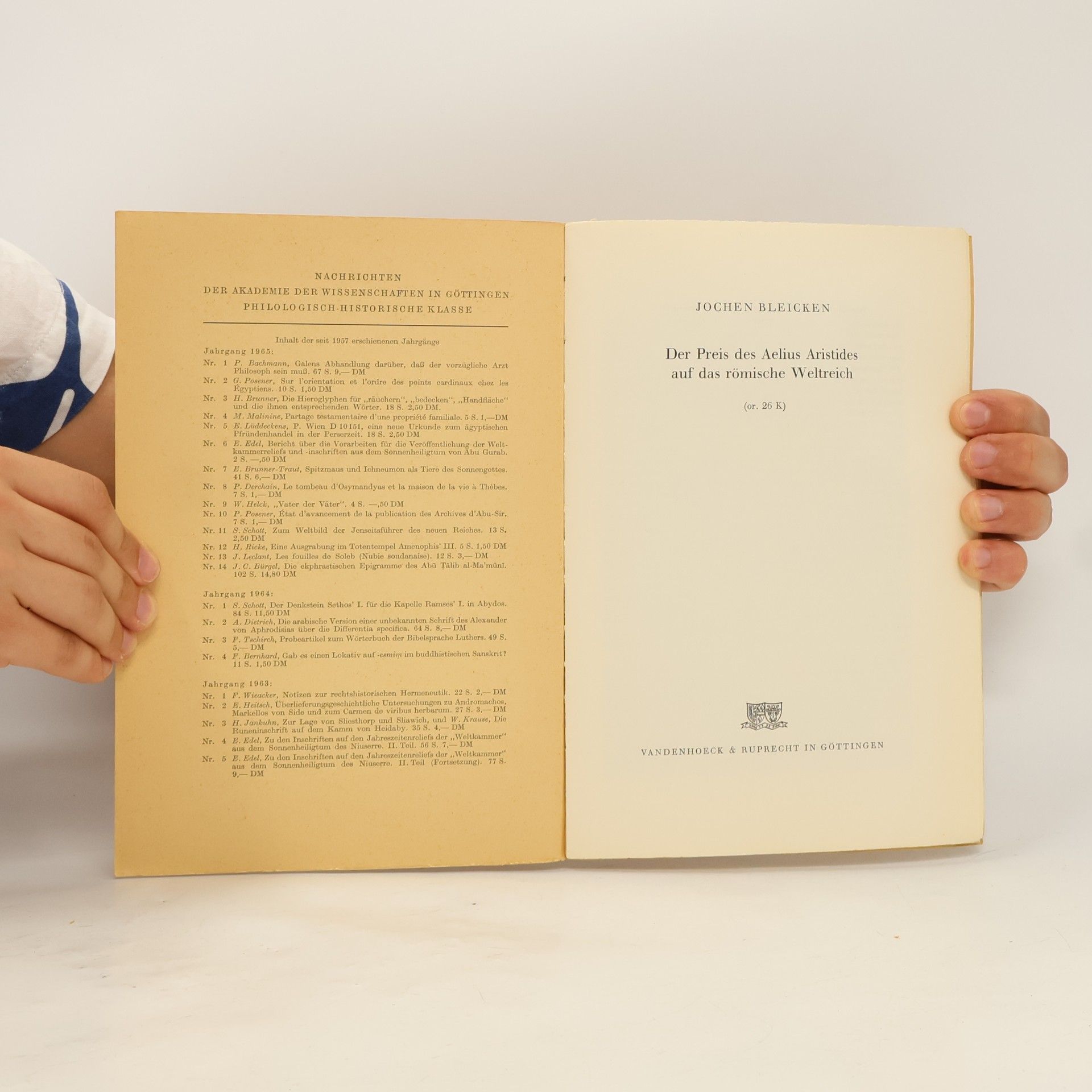 Jochen Bleicken Der Preis des Aelius Aristides auf das römische Weltreich