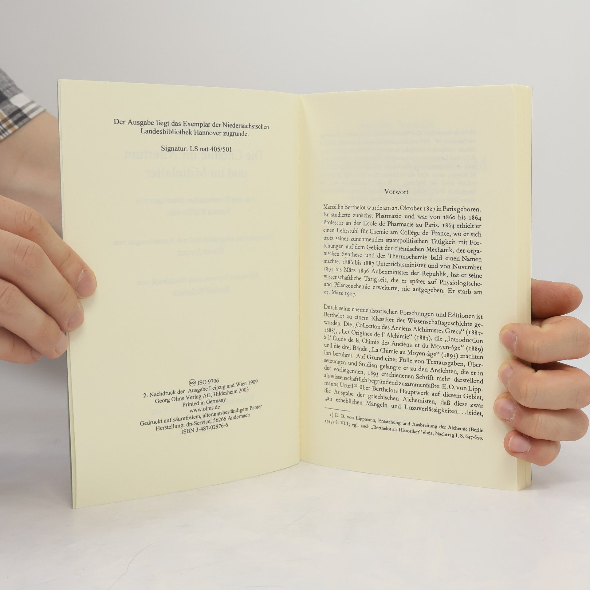 M. Berthelot Die Chemie im Altertum und im Mittelalter