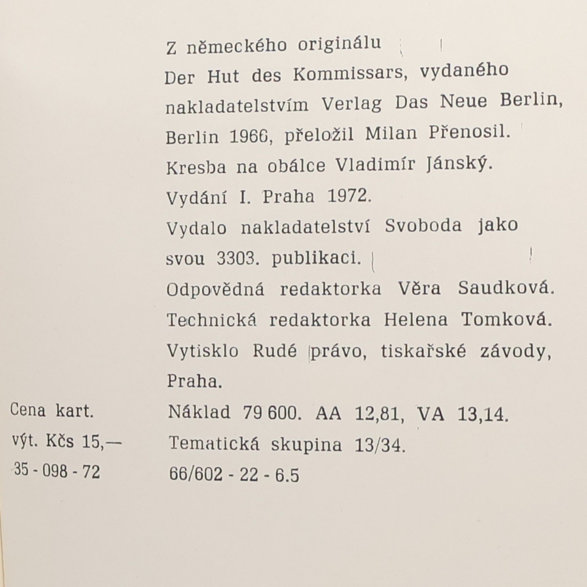 Werner Steinberg Komisařův klobouk