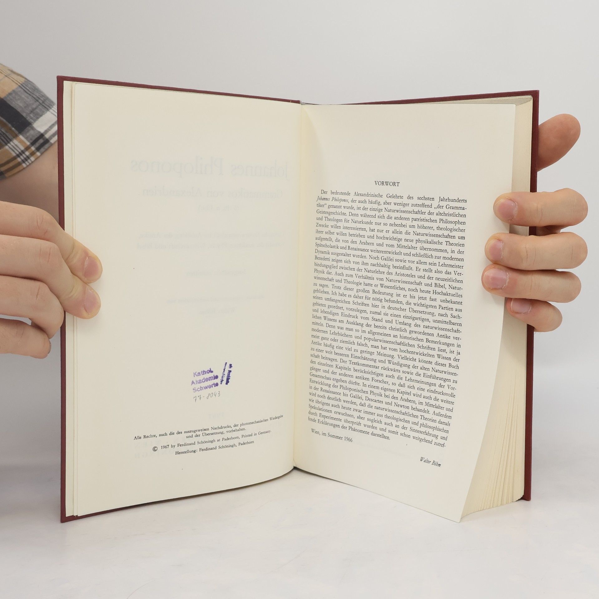 Walter Böhm  Johannes Philoponos. Grammatikos von Alexandrien