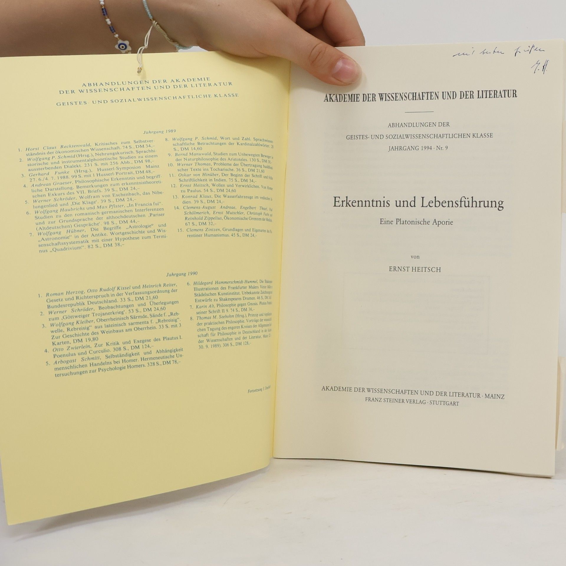 Ernst Heitsch Erkenntnis Und Lebensfuhrung