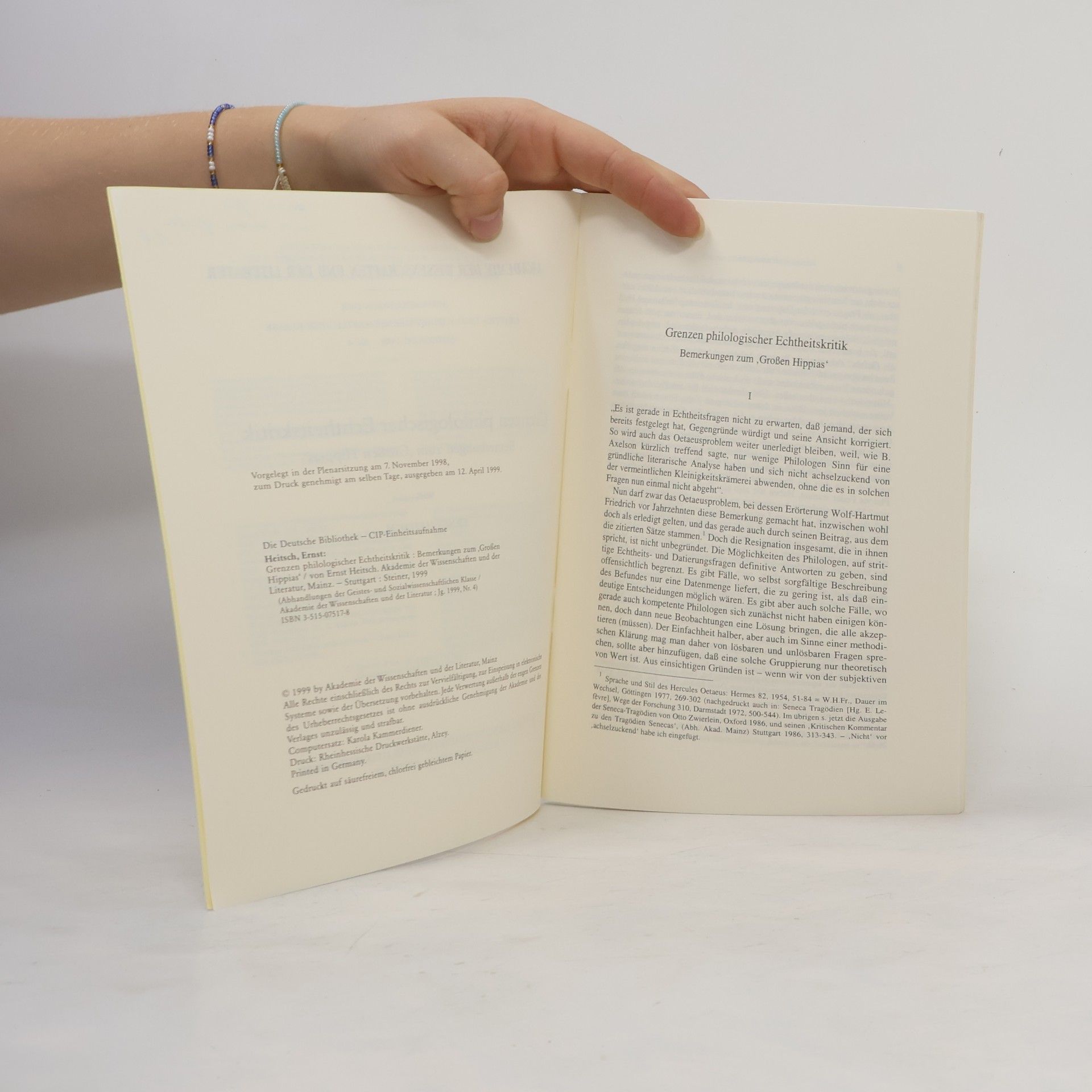 Ernst Heitsch Grenzen philologischer Echtheitskritik