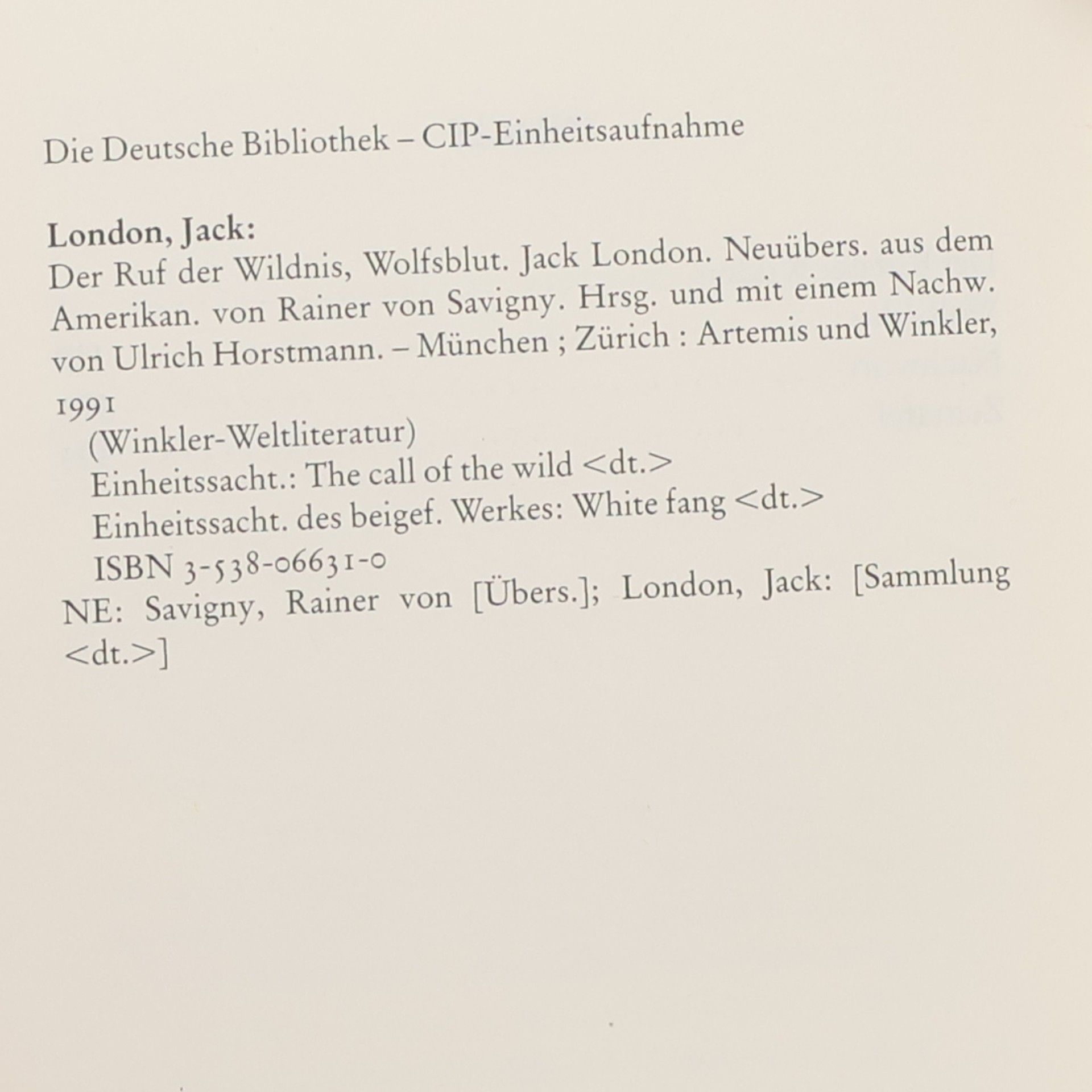 Ulrich Horstmann Der Ruf der Wildnis / Wolfsblut