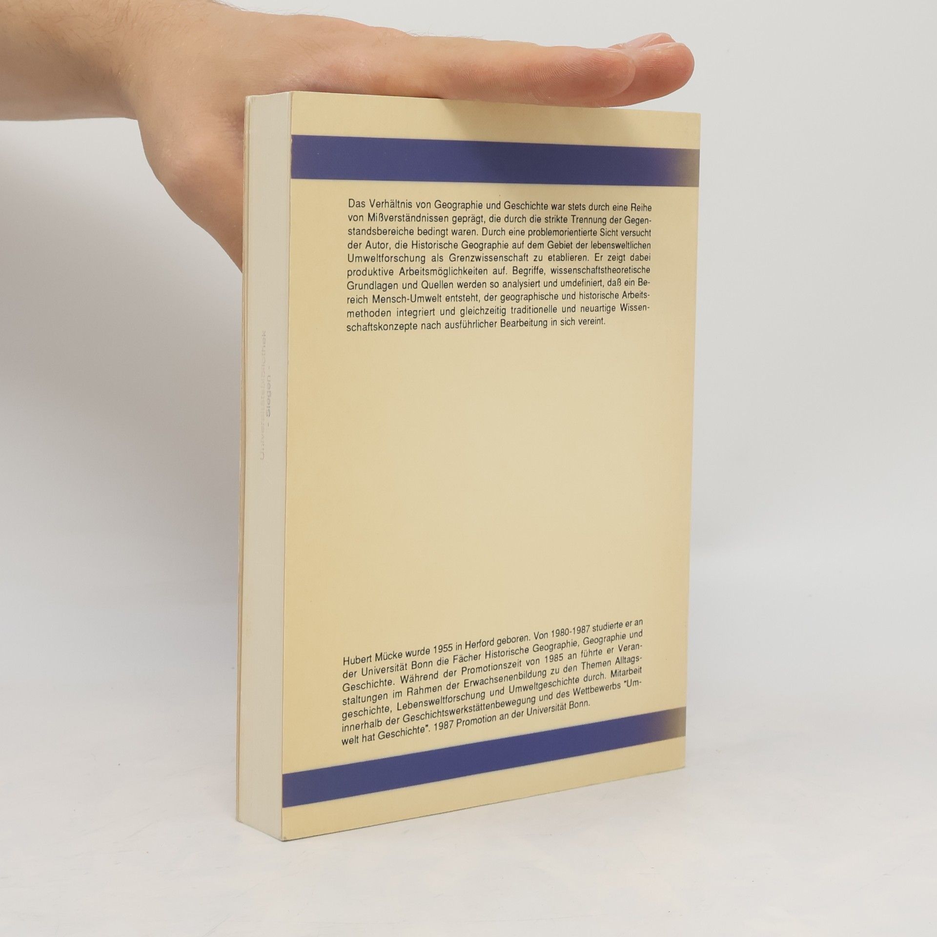 Hubert Mücke Historische Geographie als lebensweltliche Umweltanalyse