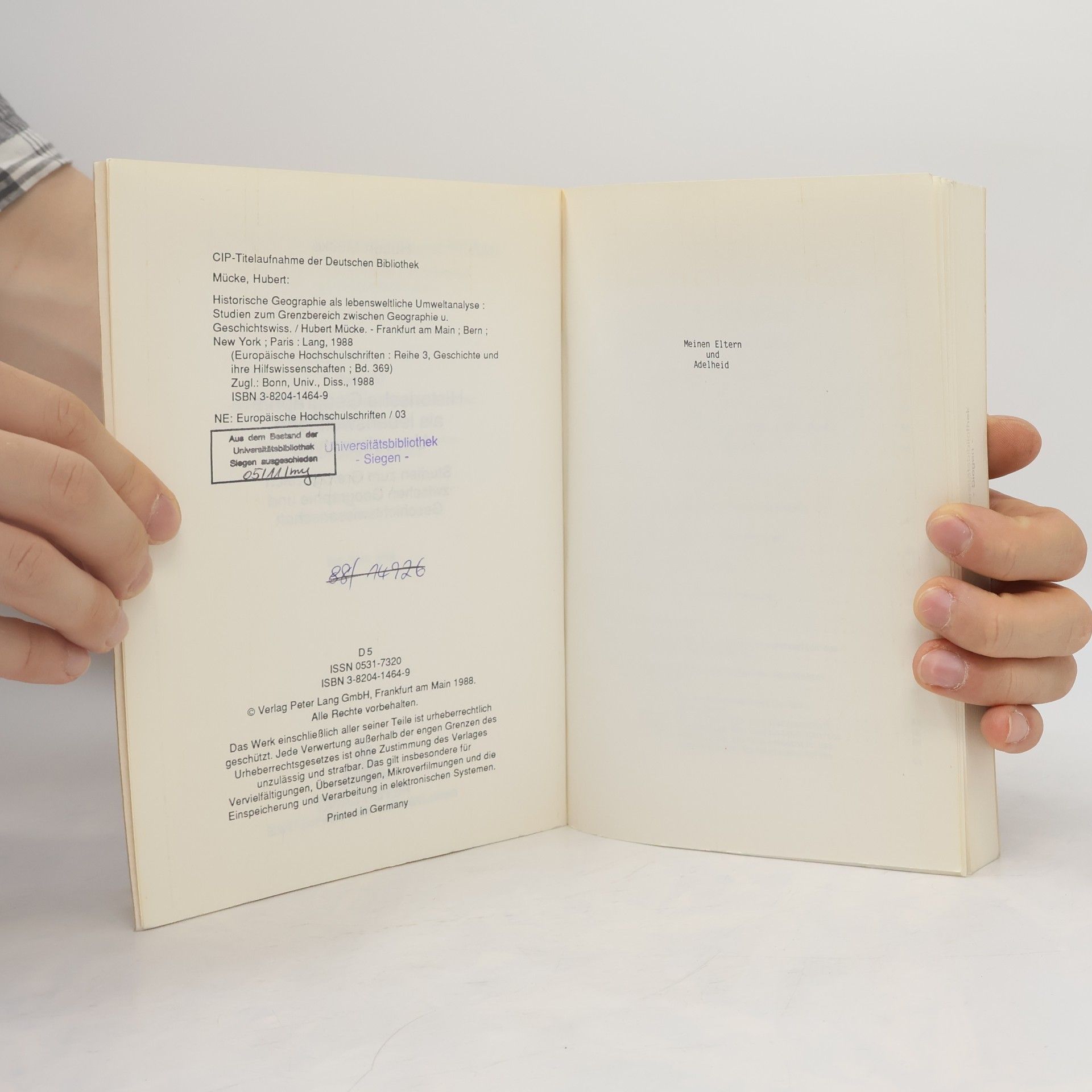 Hubert Mücke Historische Geographie als lebensweltliche Umweltanalyse