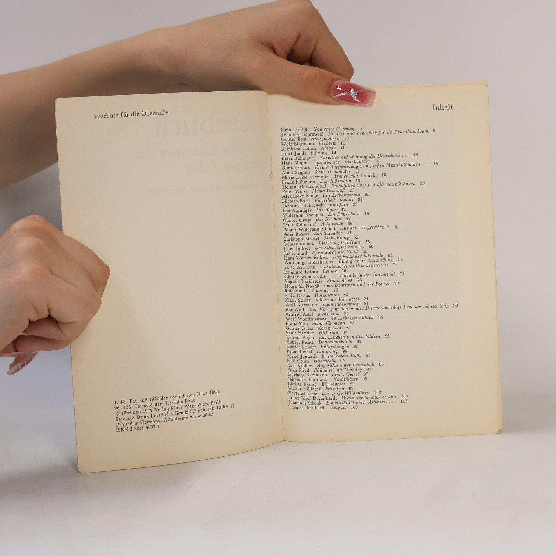 Klaus Wagenbach Lesebuch. Deutsche Literatur der sechziger Jahre