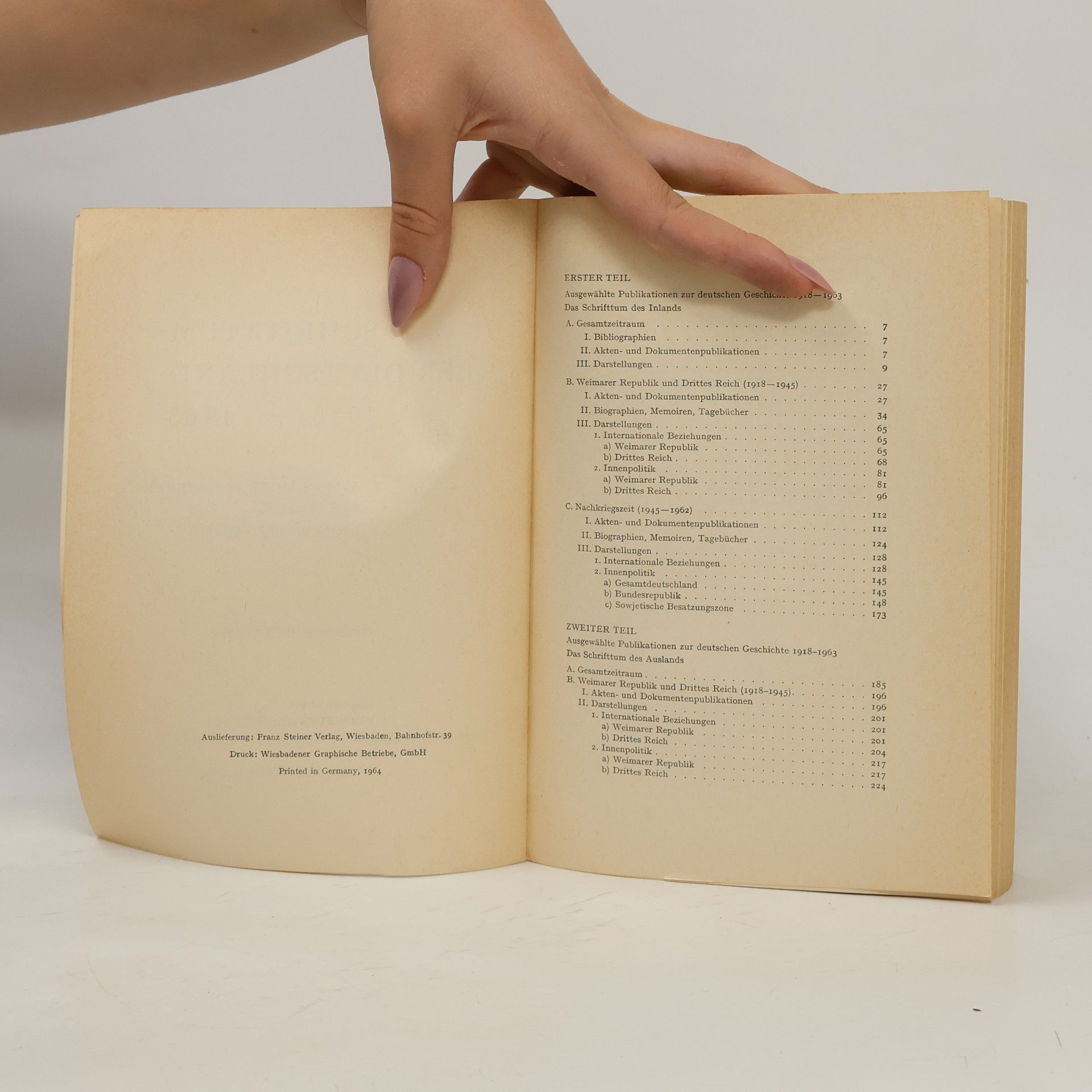 Auteurscollectief Schrifttum über Deutschland, 1918-1963