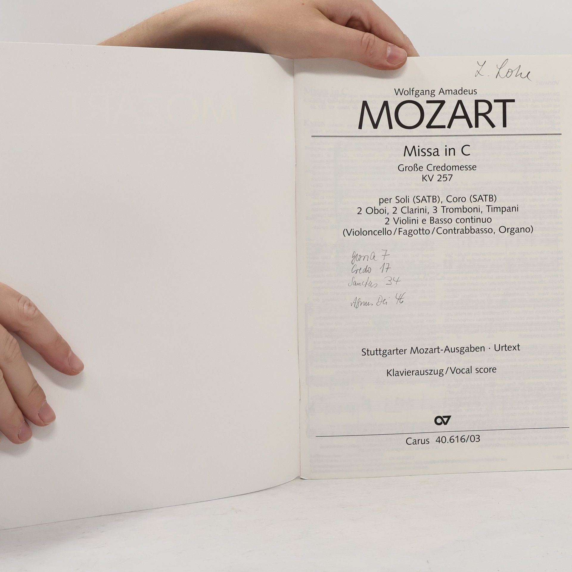 Wolfgang Amadeus Mozart Missa in C (Klavierauszug): Große Credomesse KV 257, 1775-1777