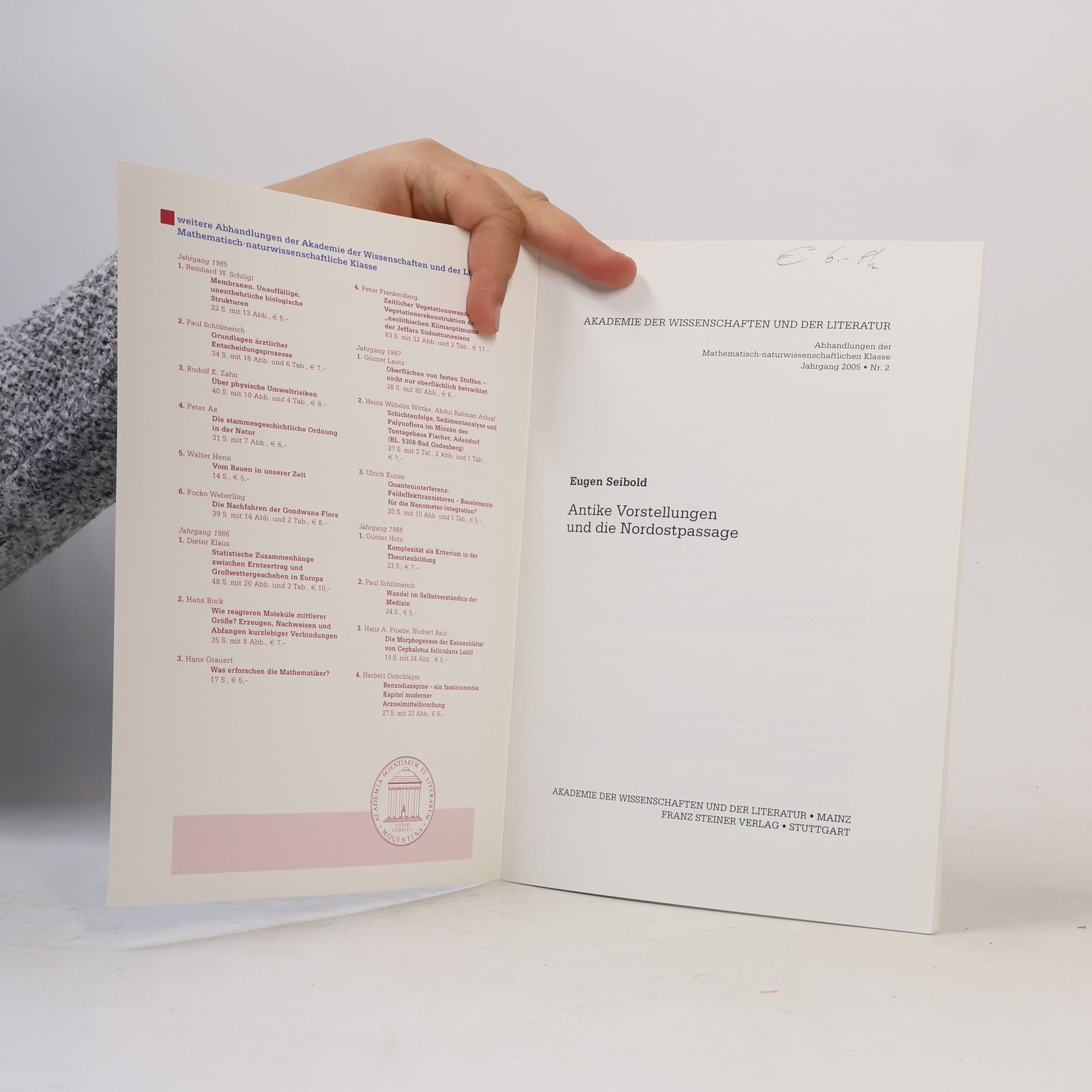 Eugen Seibold Abhandlungen der Akademie der Wissenschaften und der Literatur: Antike Vorstellungen und die Nordostpassage