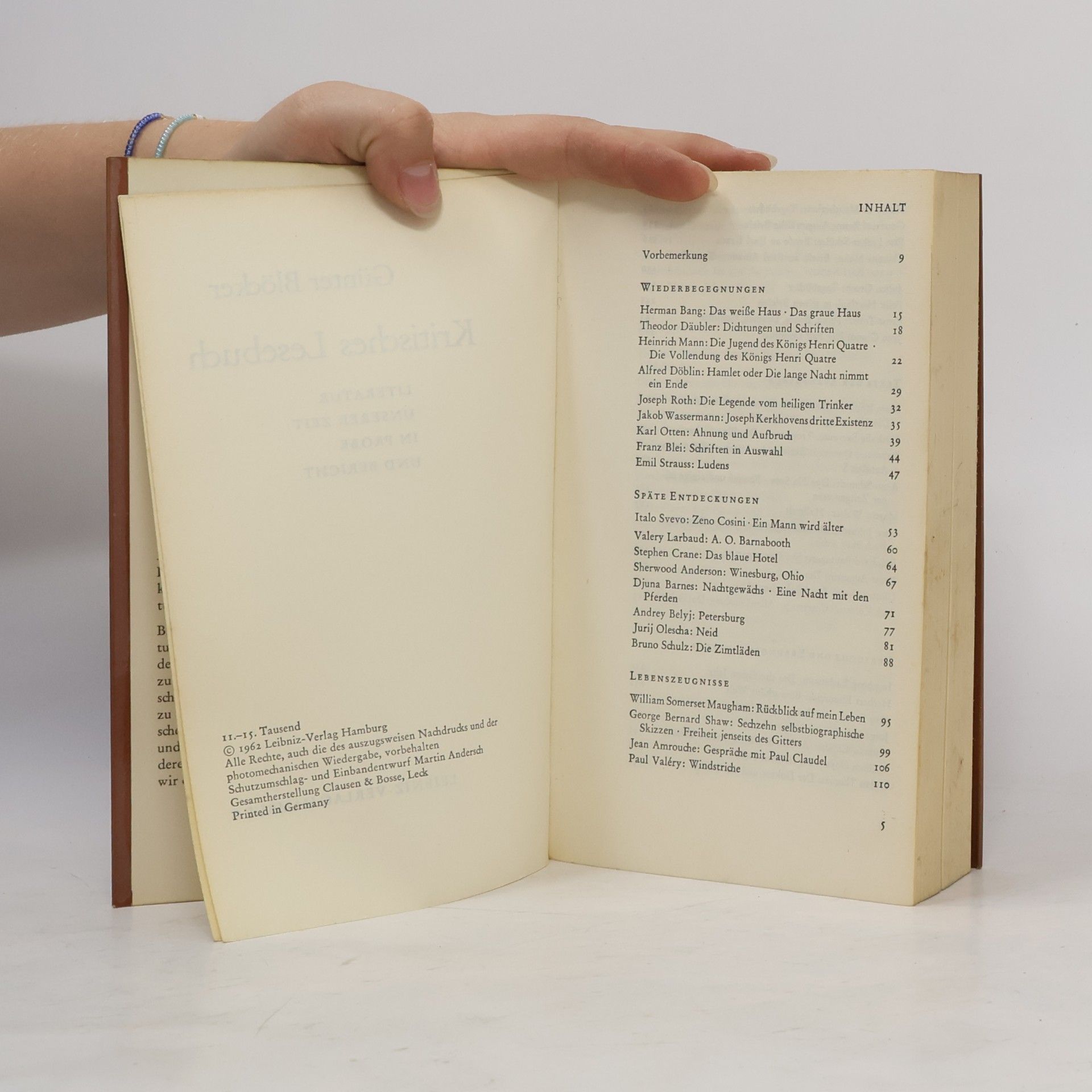 Günter Blöcker Kritisches Lesebuch