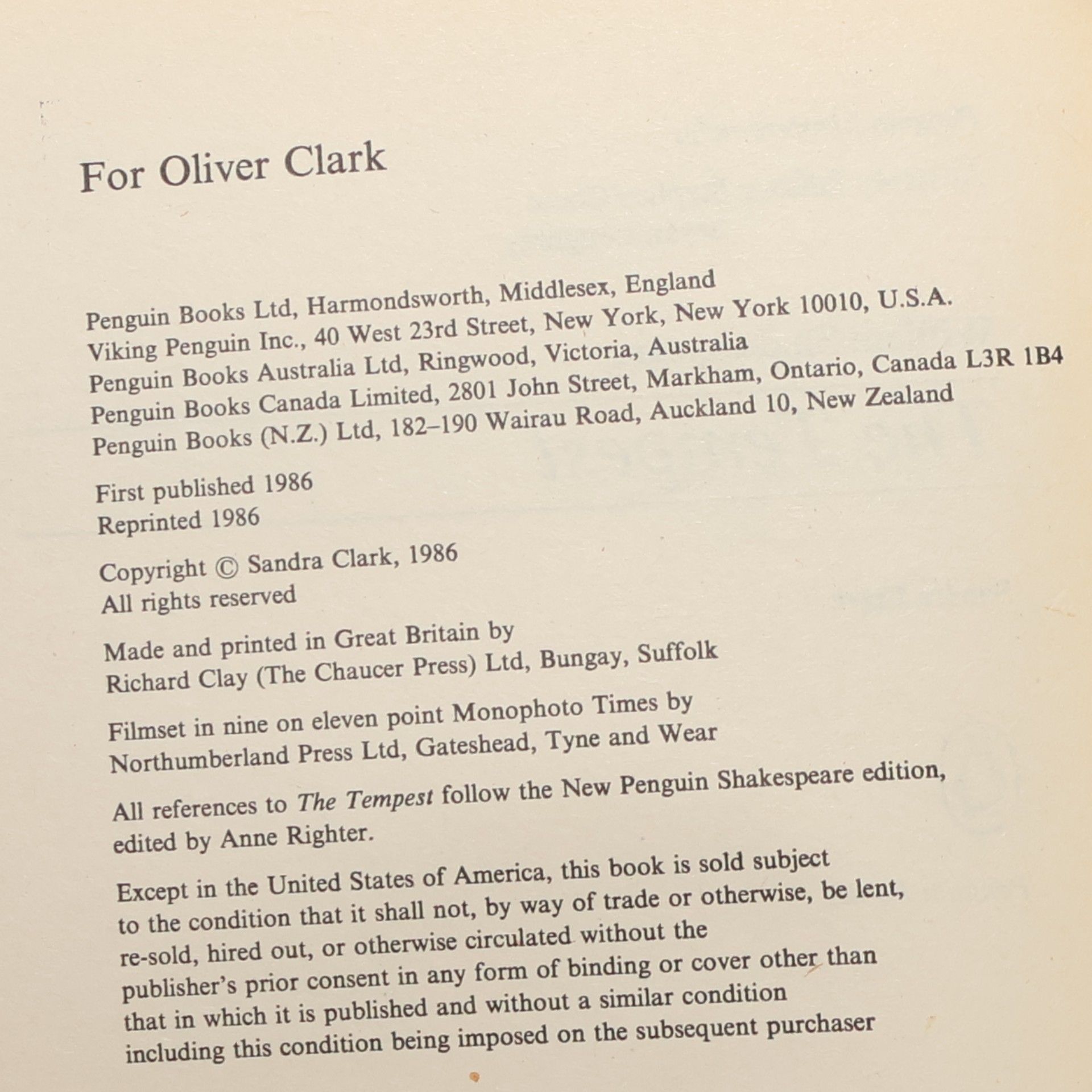 Sandra Clark The Tempest