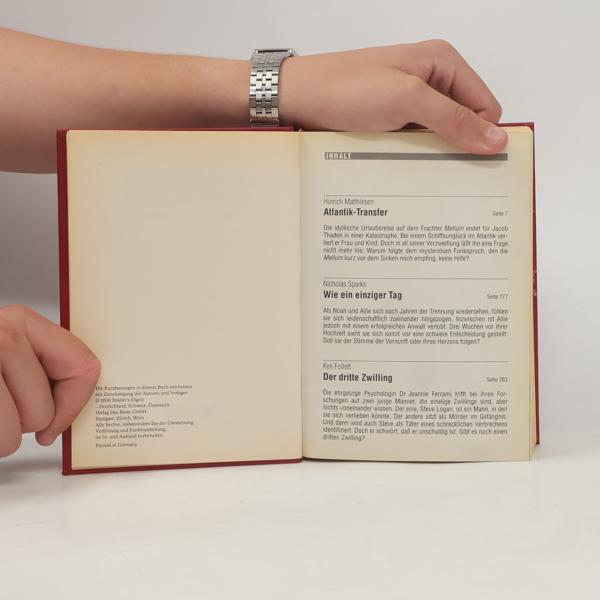 Hinrich Matthiesen Reader's Digest Auswahlbücher. Atlantik-Transfer. Wie ein einziger Tag. Der dritte Zwilling